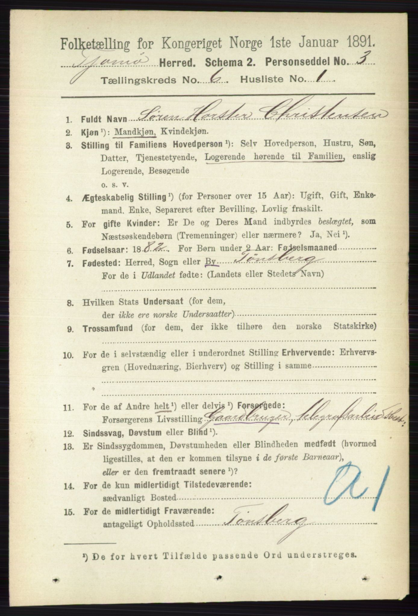 RA, 1891 census for 0723 Tjøme, 1891, p. 2112