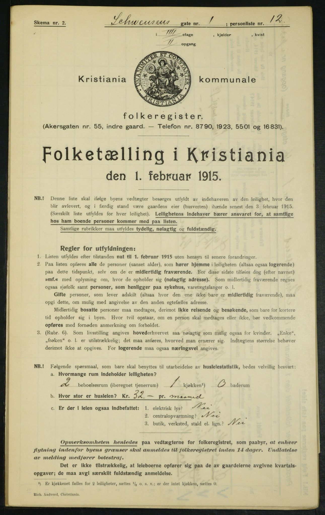 OBA, Municipal Census 1915 for Kristiania, 1915, p. 92317