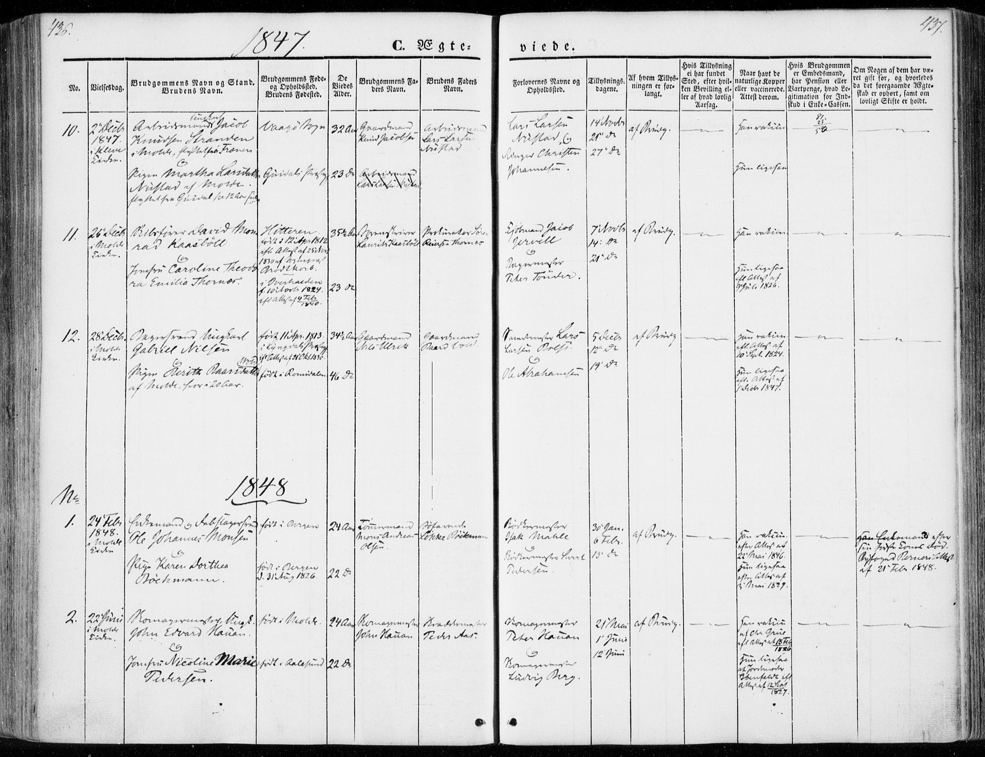 Ministerialprotokoller, klokkerbøker og fødselsregistre - Møre og Romsdal, AV/SAT-A-1454/558/L0689: Parish register (official) no. 558A03, 1843-1872, p. 436-437