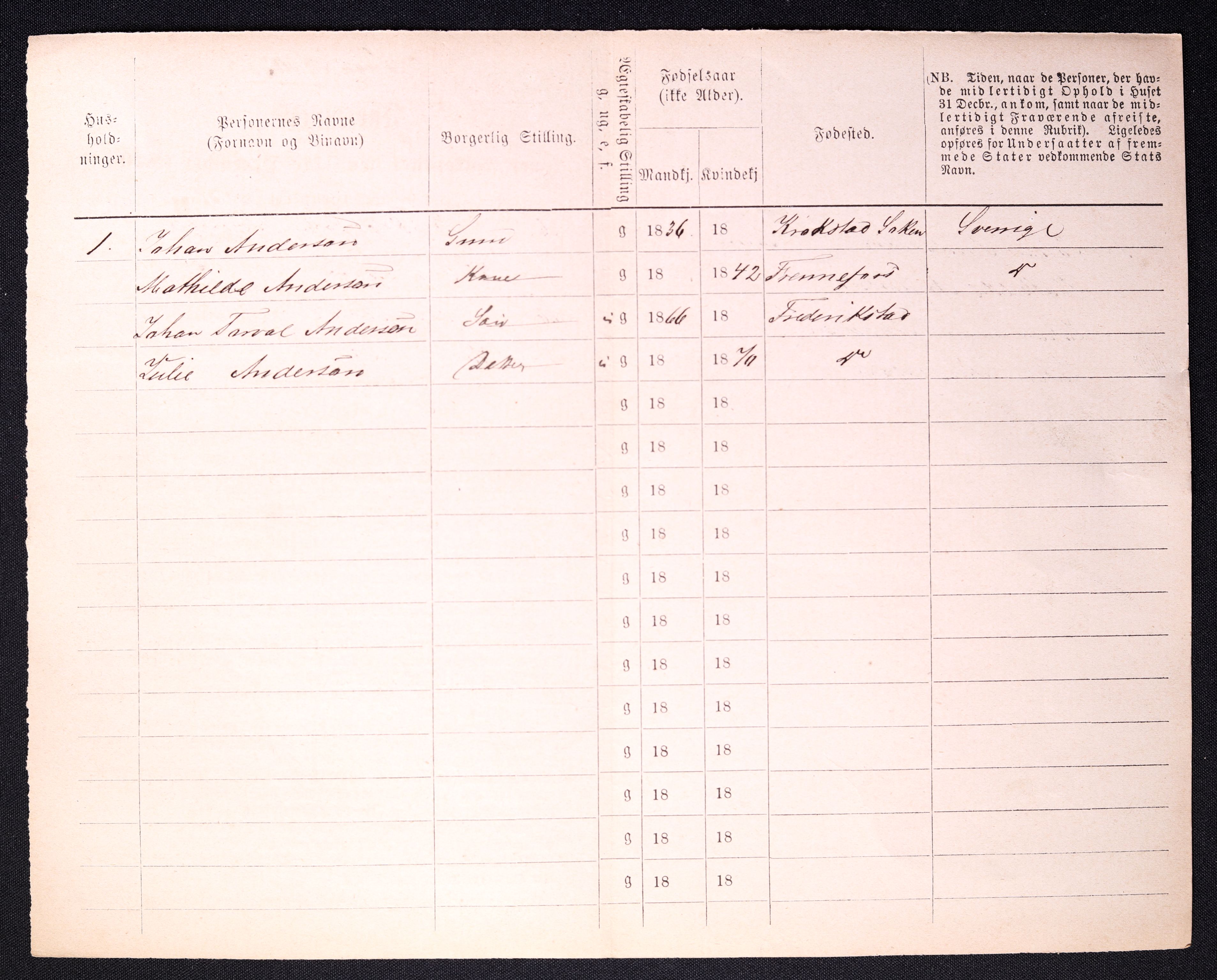 RA, 1870 census for 0103 Fredrikstad, 1870, p. 1206