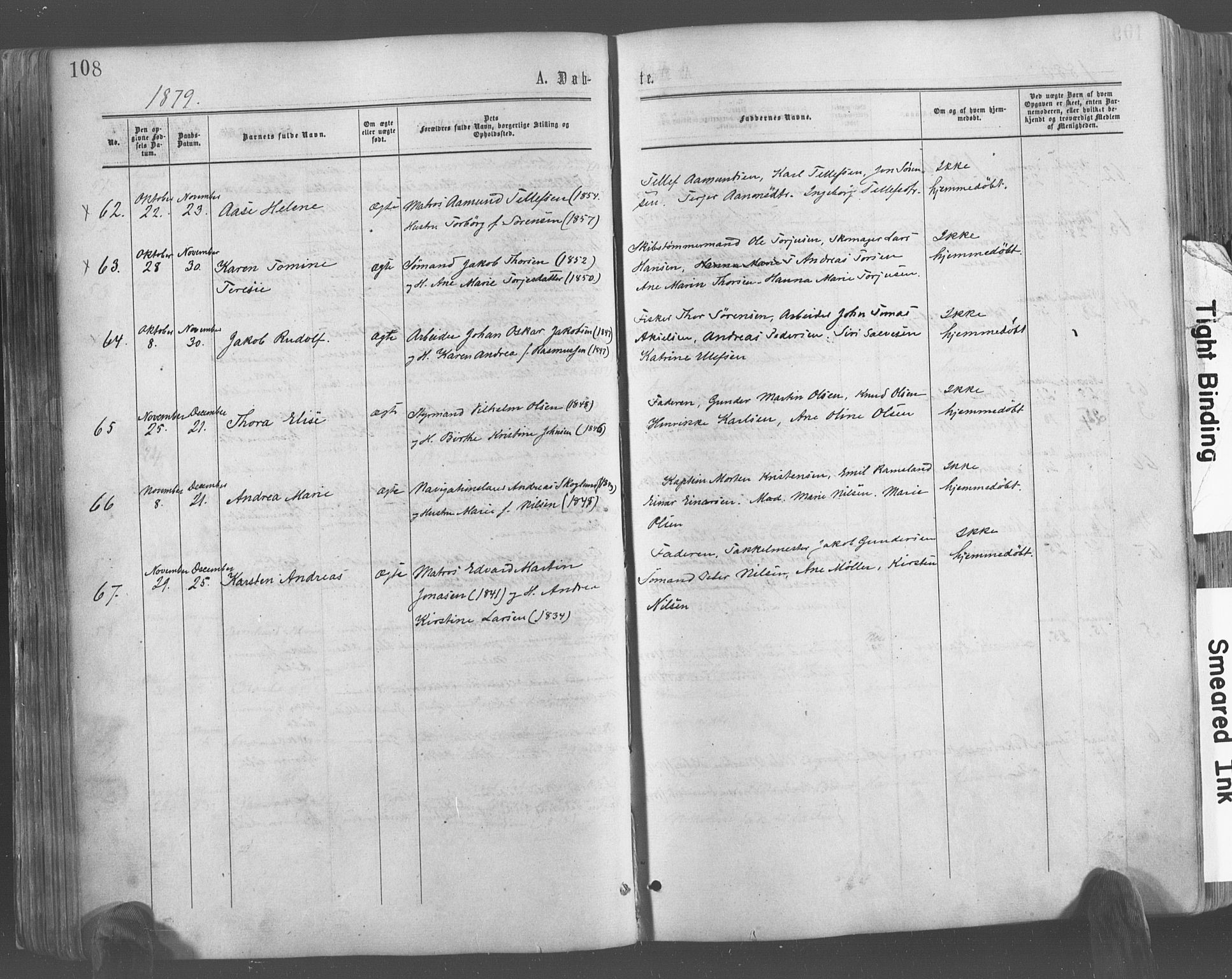 Risør sokneprestkontor, SAK/1111-0035/F/Fa/L0004: Parish register (official) no. A 4, 1865-1882, p. 108