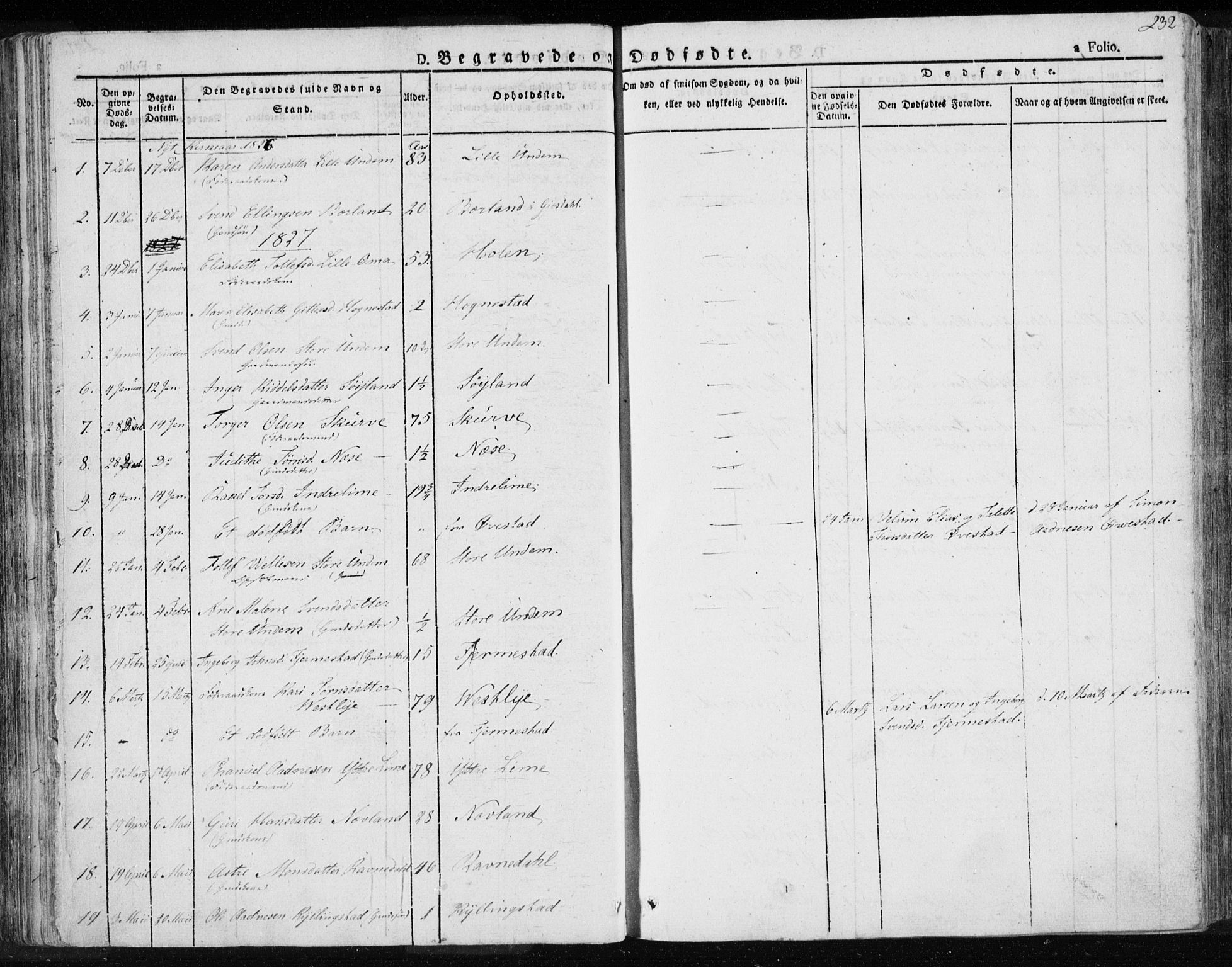 Lye sokneprestkontor, SAST/A-101794/001/30BA/L0004: Parish register (official) no. A 4, 1826-1841, p. 232