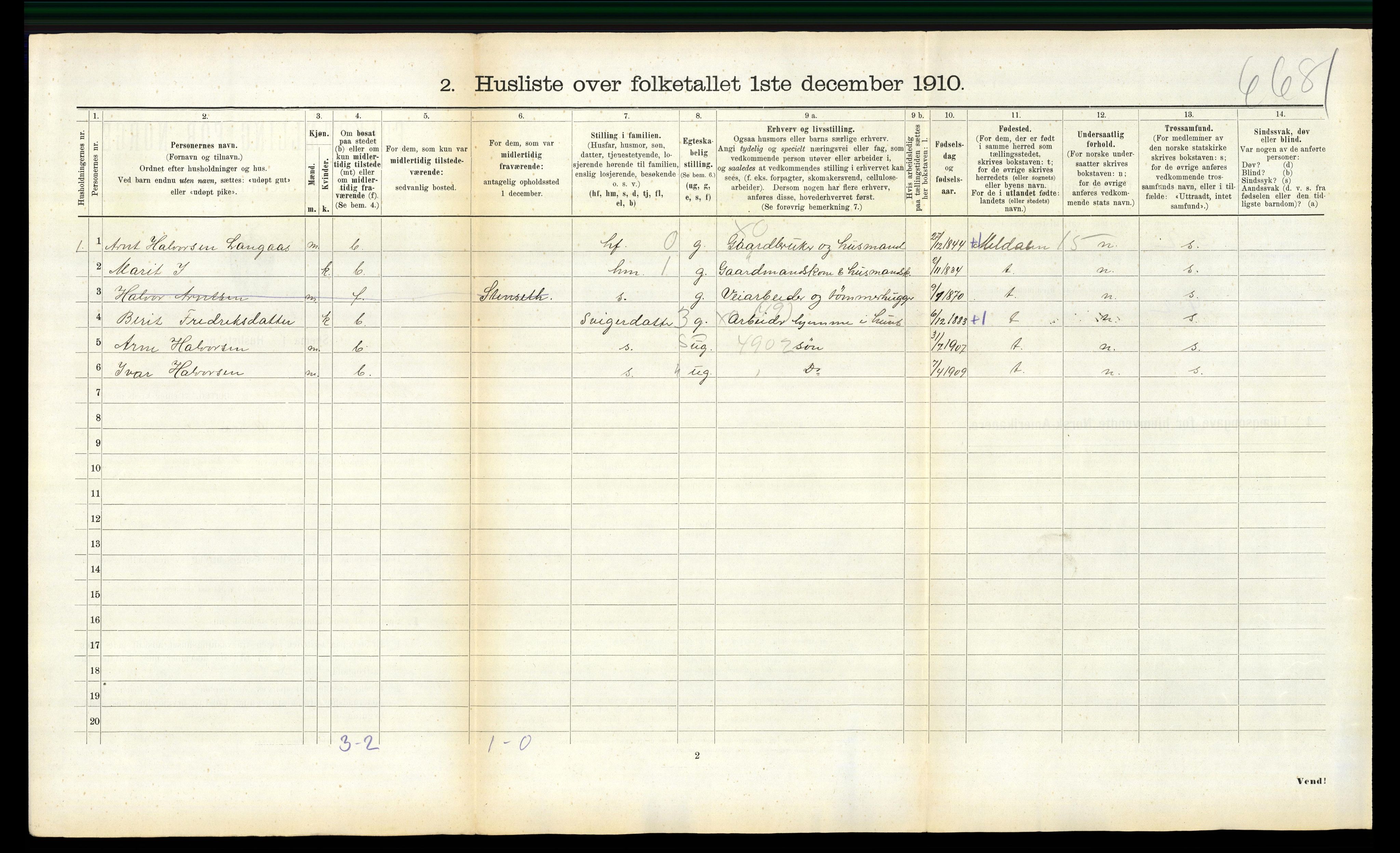 RA, 1910 census for Hølonda, 1910, p. 189