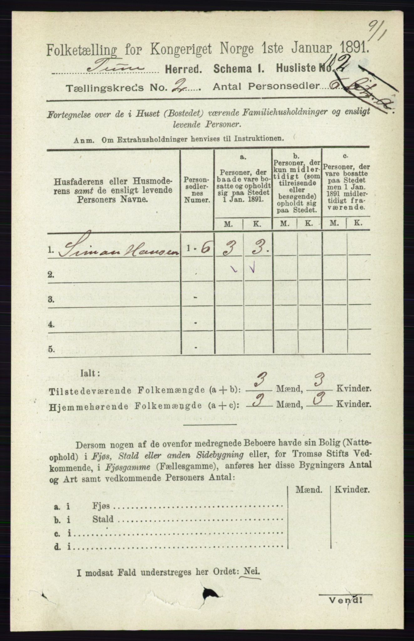 RA, 1891 census for 0130 Tune, 1891, p. 731