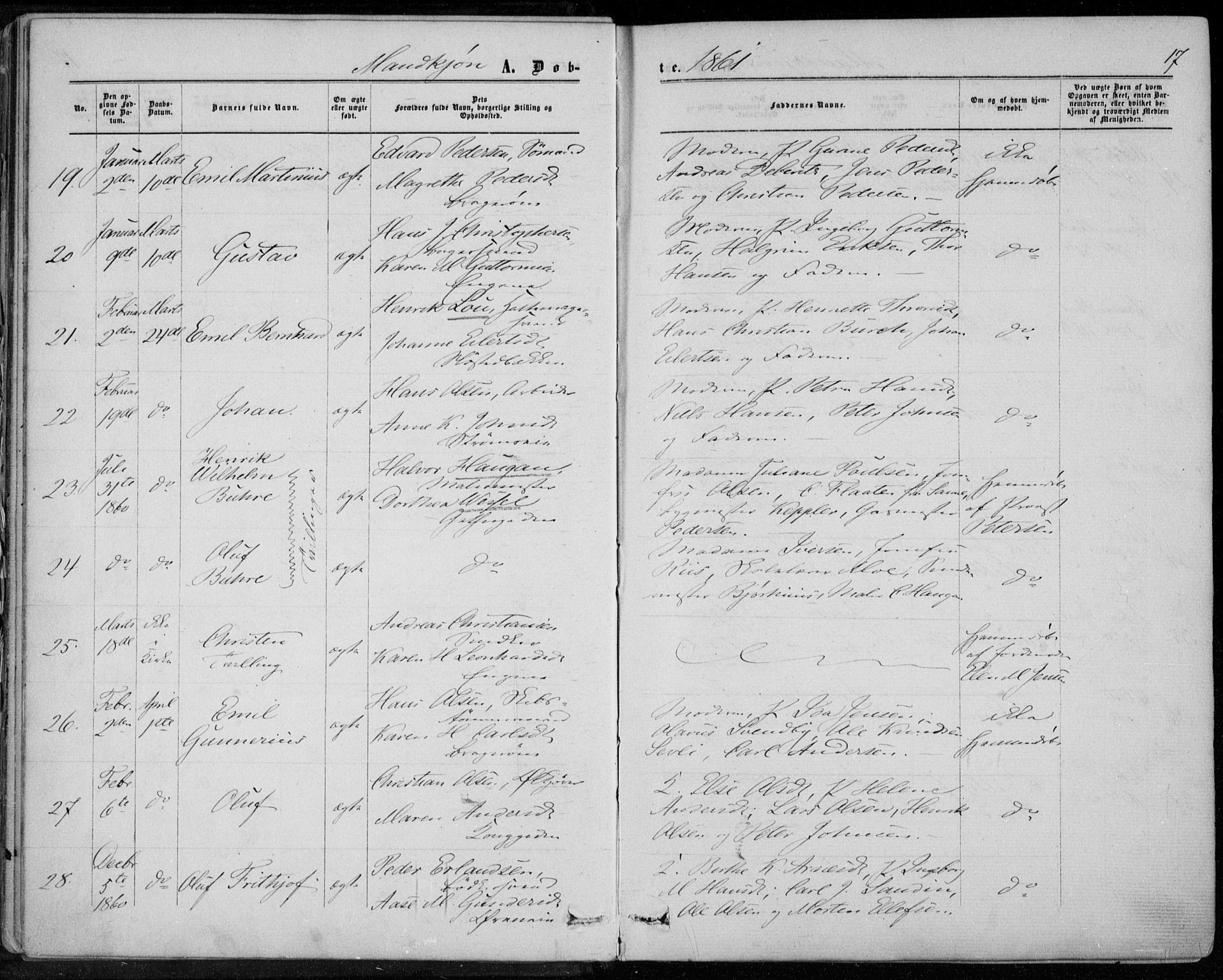 Bragernes kirkebøker, SAKO/A-6/F/Fb/L0003: Parish register (official) no. II 3, 1860-1868, p. 17
