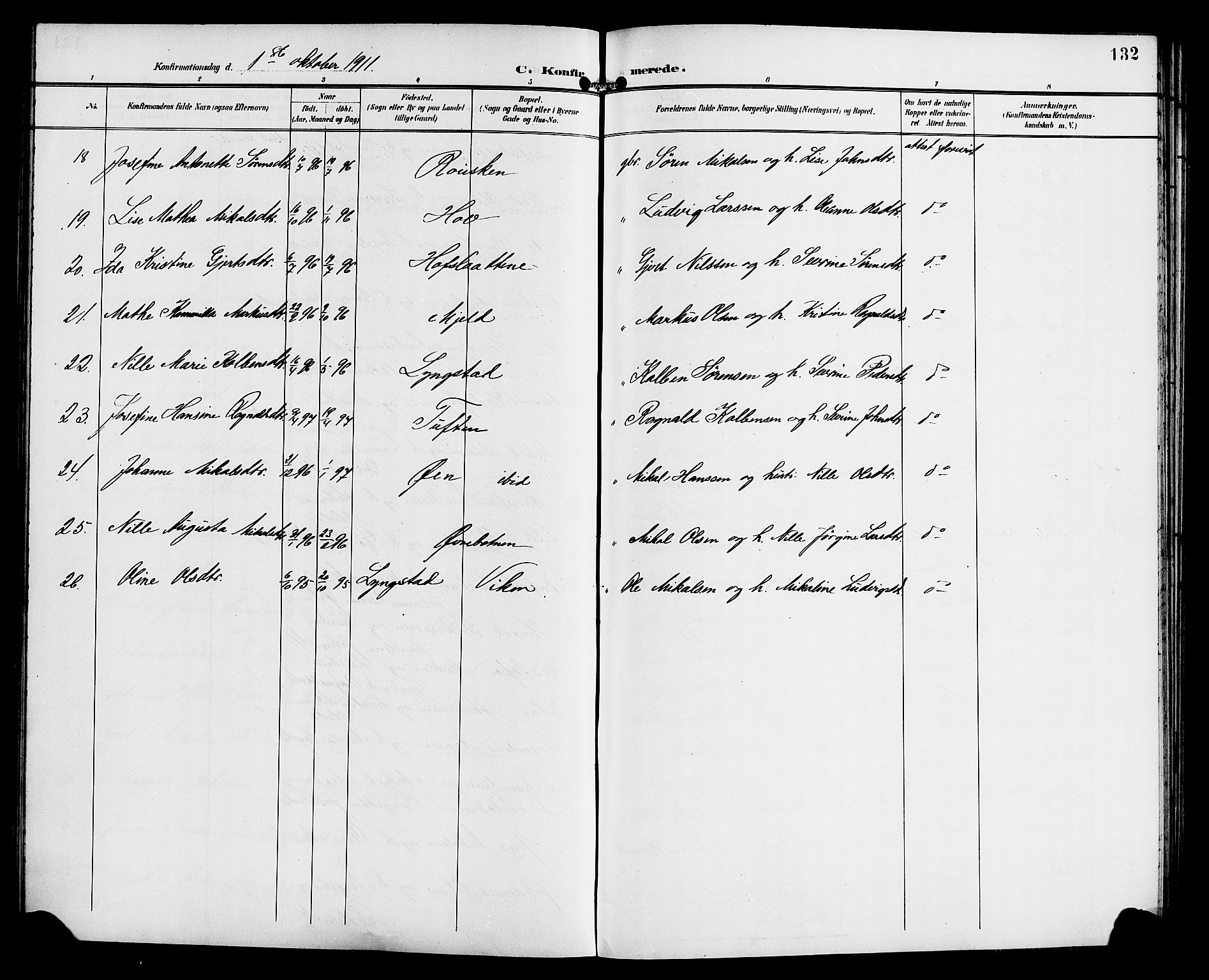 Gaular sokneprestembete, AV/SAB-A-80001/H/Hab: Parish register (copy) no. C 4, 1895-1920, p. 132