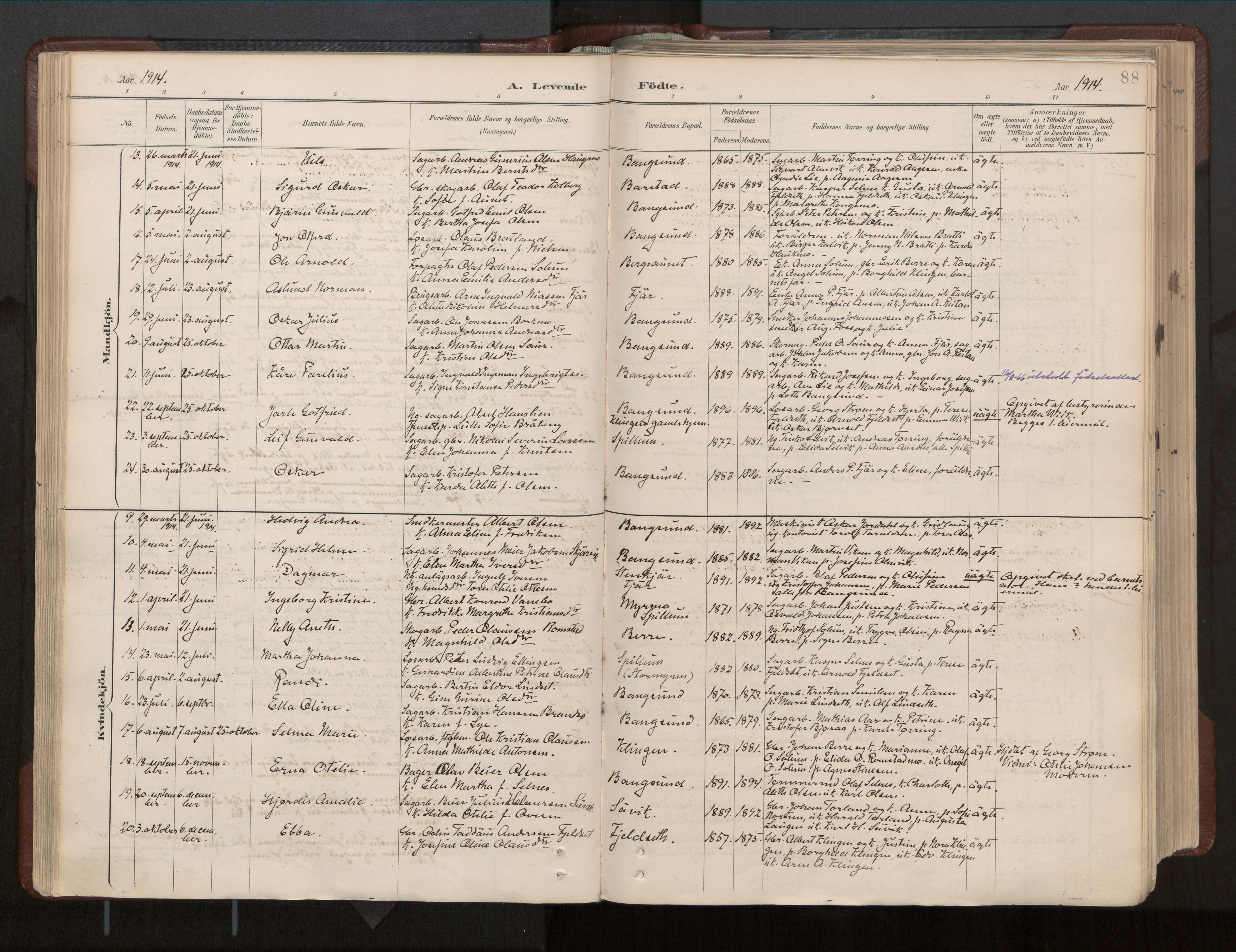 Ministerialprotokoller, klokkerbøker og fødselsregistre - Nord-Trøndelag, SAT/A-1458/770/L0589: Parish register (official) no. 770A03, 1887-1929, p. 88