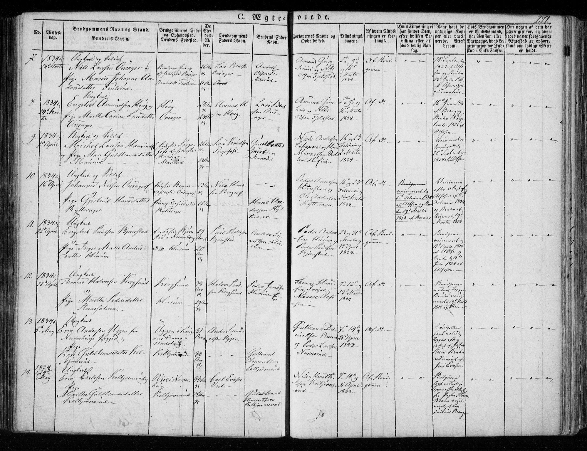 Hole kirkebøker, SAKO/A-228/F/Fa/L0005: Parish register (official) no. I 5, 1833-1851, p. 271