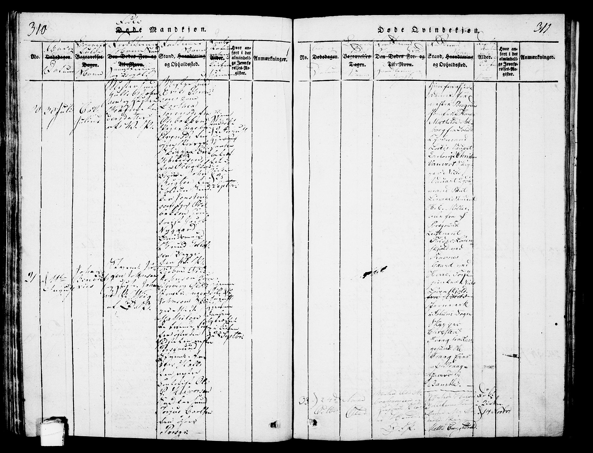 Porsgrunn kirkebøker , SAKO/A-104/G/Gb/L0001: Parish register (copy) no. II 1, 1817-1828, p. 310-311