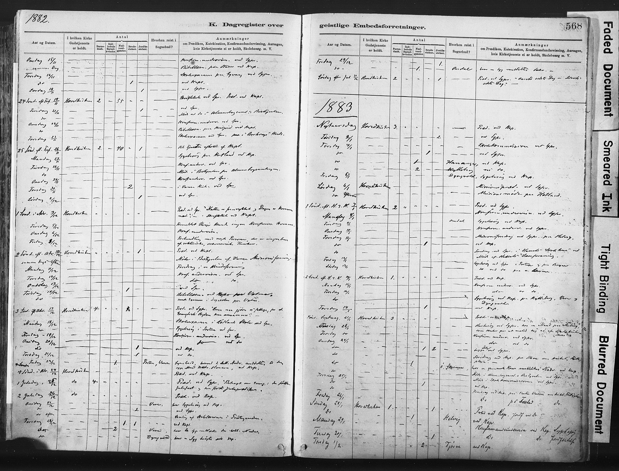 Lista sokneprestkontor, AV/SAK-1111-0027/F/Fa/L0012: Parish register (official) no. A 12, 1879-1903, p. 568