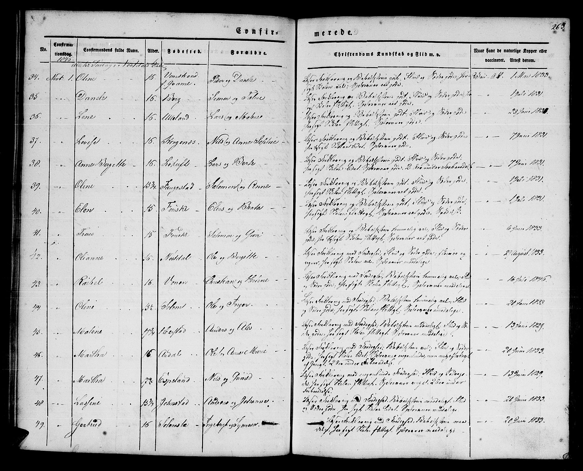 Førde sokneprestembete, SAB/A-79901/H/Haa/Haaa/L0007: Parish register (official) no. A 7, 1843-1860, p. 263