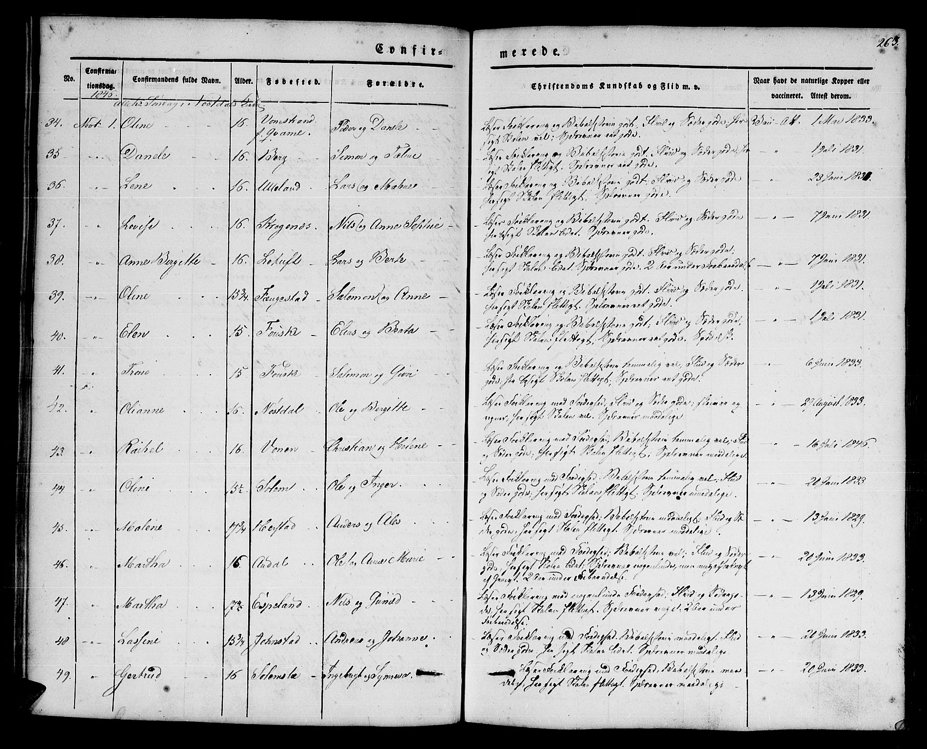 Førde sokneprestembete, AV/SAB-A-79901/H/Haa/Haaa/L0007: Parish register (official) no. A 7, 1843-1860, p. 263