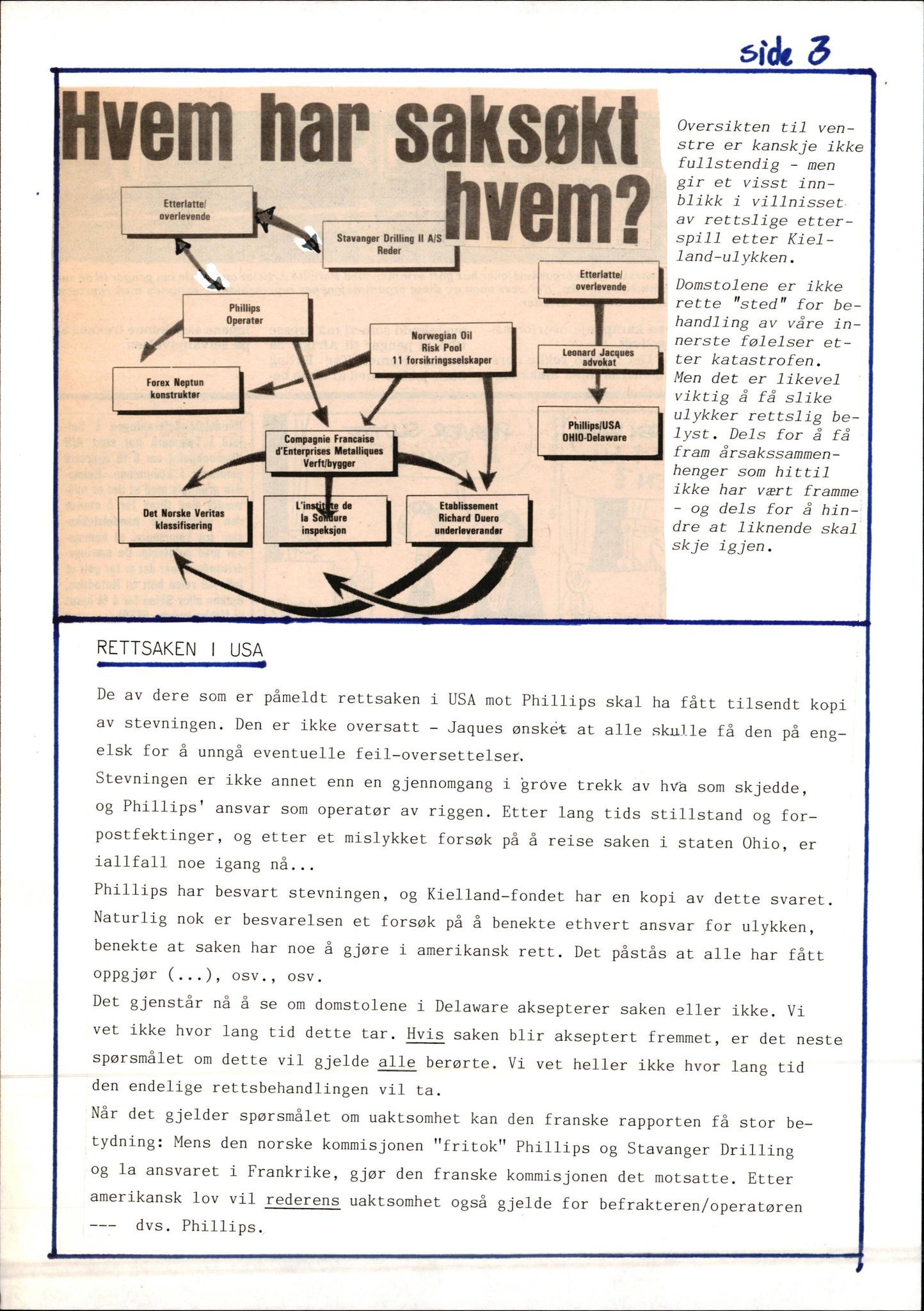 Pa 1660 - Kielland- fondet, AV/SAST-A-102242/X/Xa/L0001: Rapport til overlevende og etterlatte/ Kielland Bulletin, 1980-1998