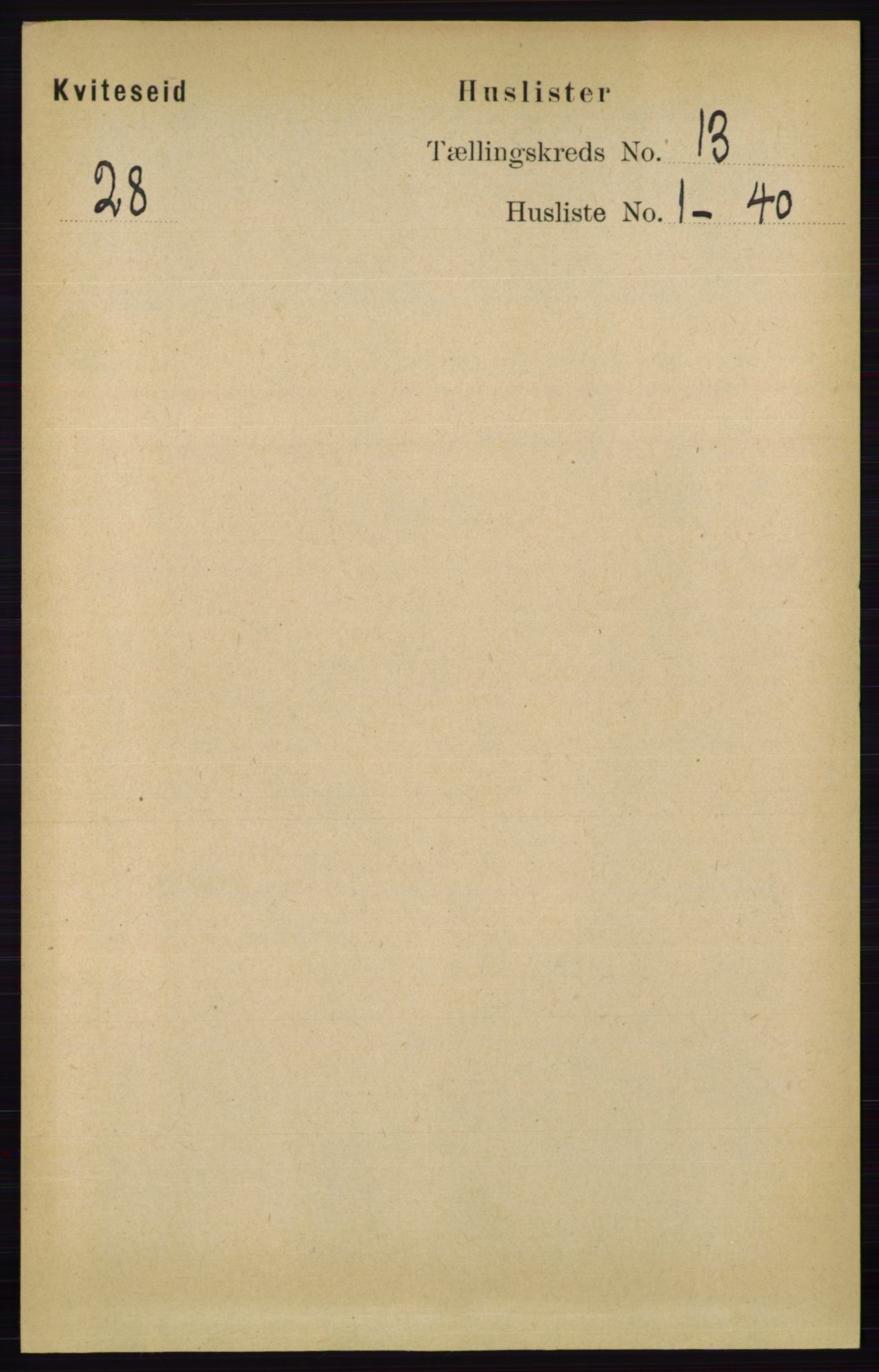 RA, 1891 census for 0829 Kviteseid, 1891, p. 3039