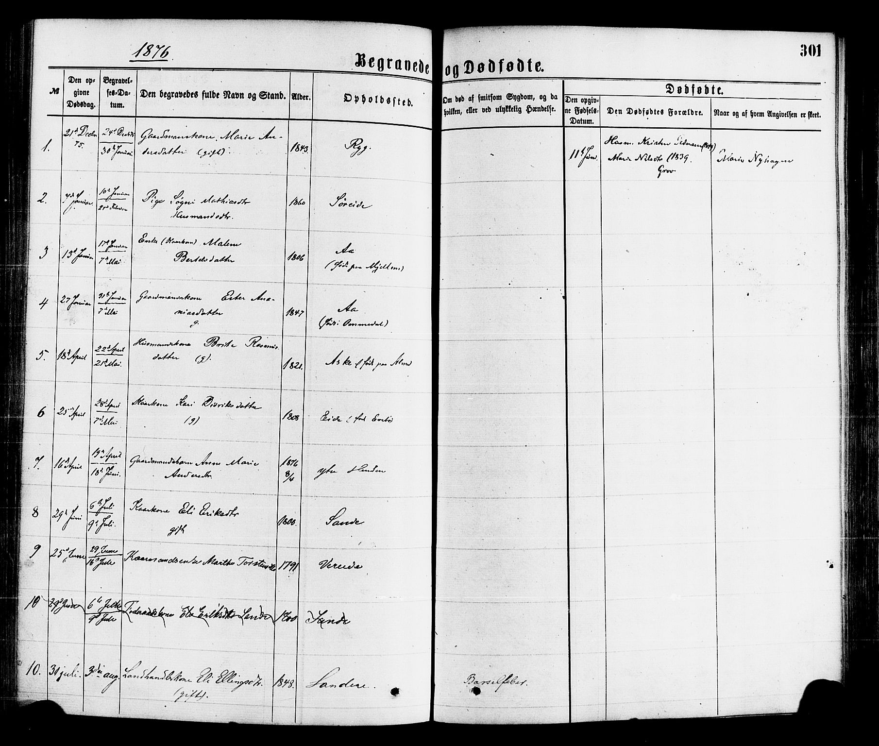 Gloppen sokneprestembete, SAB/A-80101/H/Haa/Haaa/L0010: Parish register (official) no. A 10, 1871-1884, p. 301
