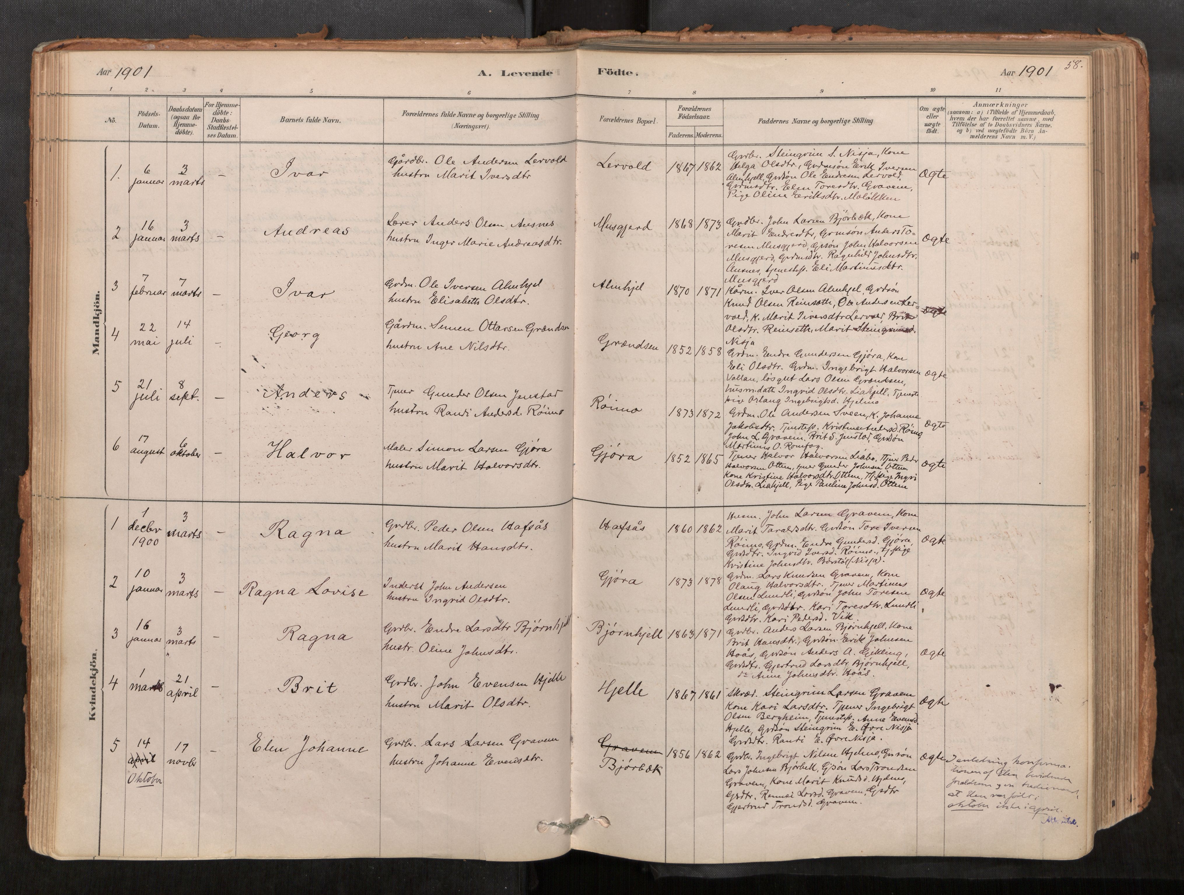 Sunndal sokneprestkontor, AV/SAT-A-1085/1/I/I1/I1a/L0001: Parish register (official) no. 1, 1877-1914, p. 58