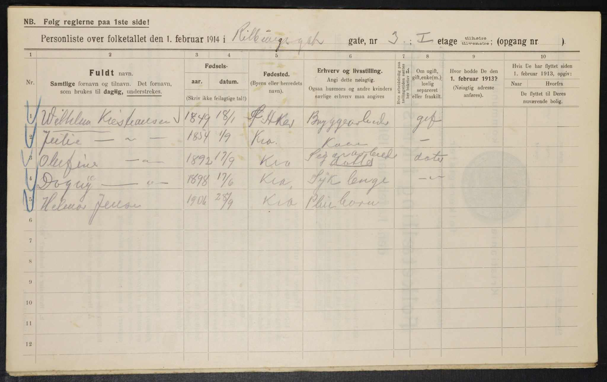 OBA, Municipal Census 1914 for Kristiania, 1914, p. 82858