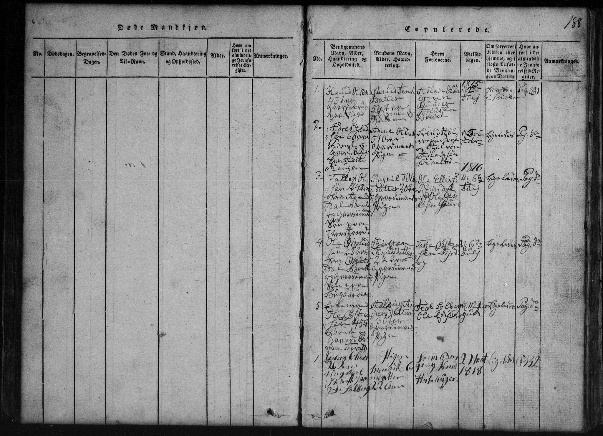 Rauland kirkebøker, SAKO/A-292/G/Gb/L0001: Parish register (copy) no. II 1, 1815-1886, p. 188