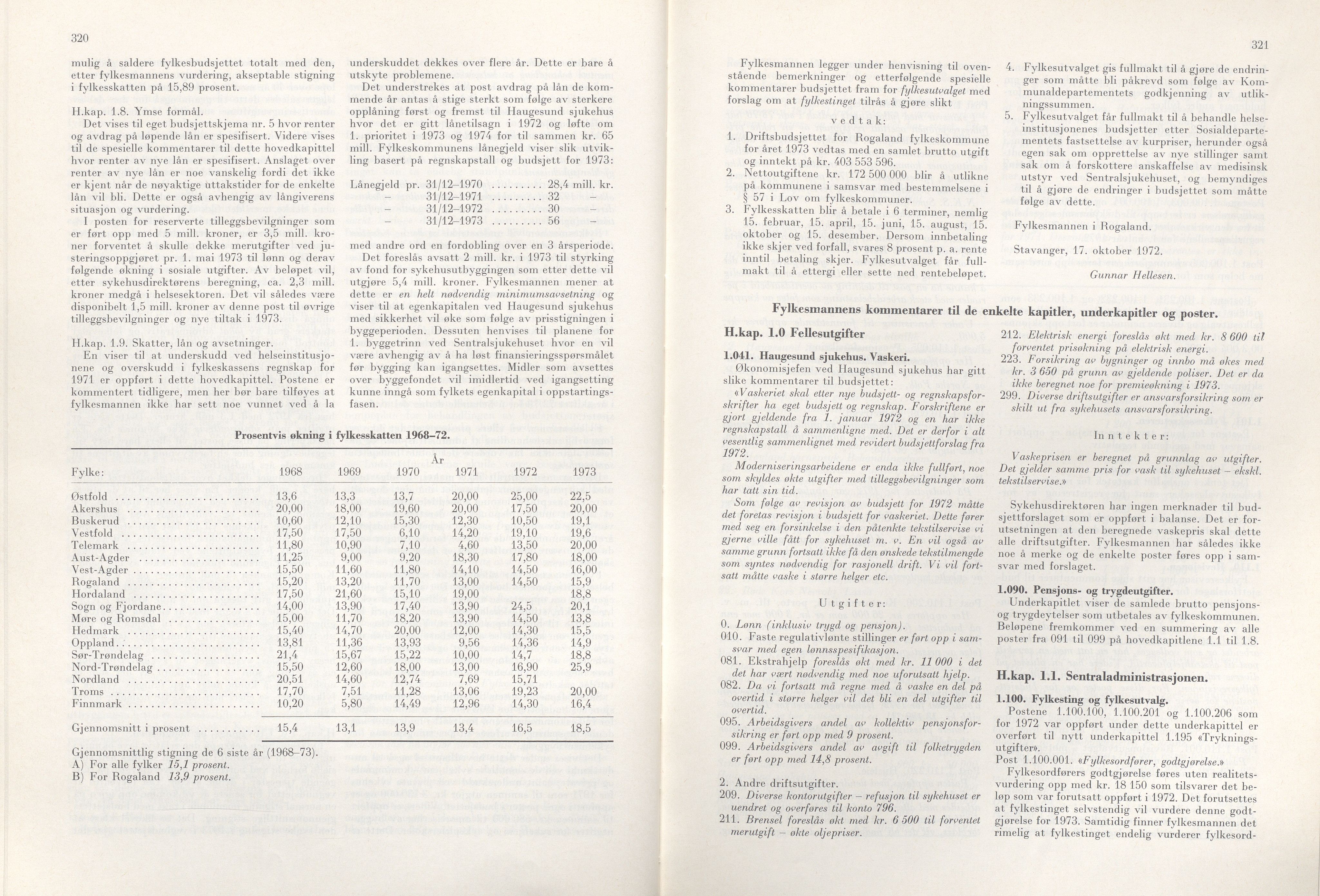 Rogaland fylkeskommune - Fylkesrådmannen , IKAR/A-900/A/Aa/Aaa/L0092: Møtebok , 1972, p. 320-321