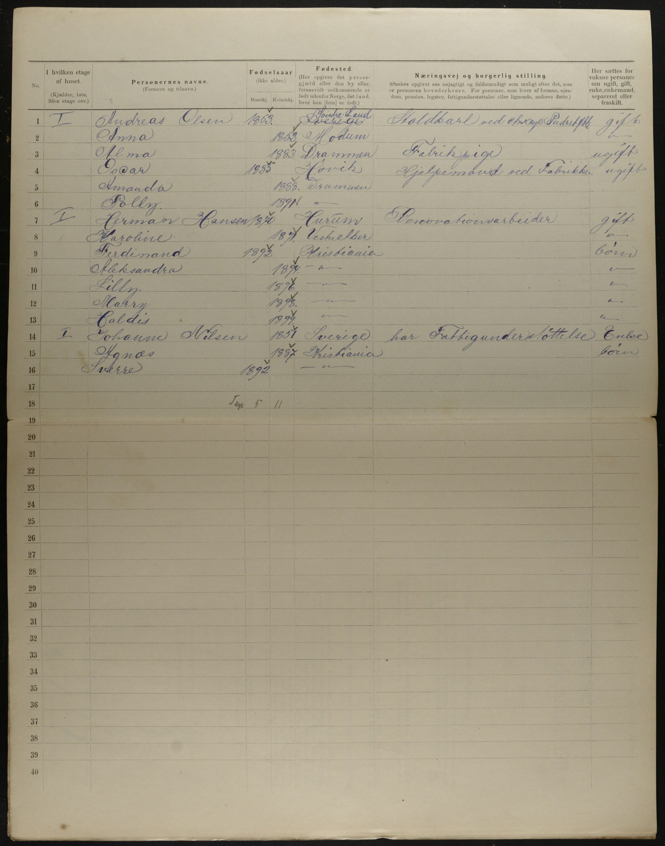 OBA, Municipal Census 1901 for Kristiania, 1901, p. 15101