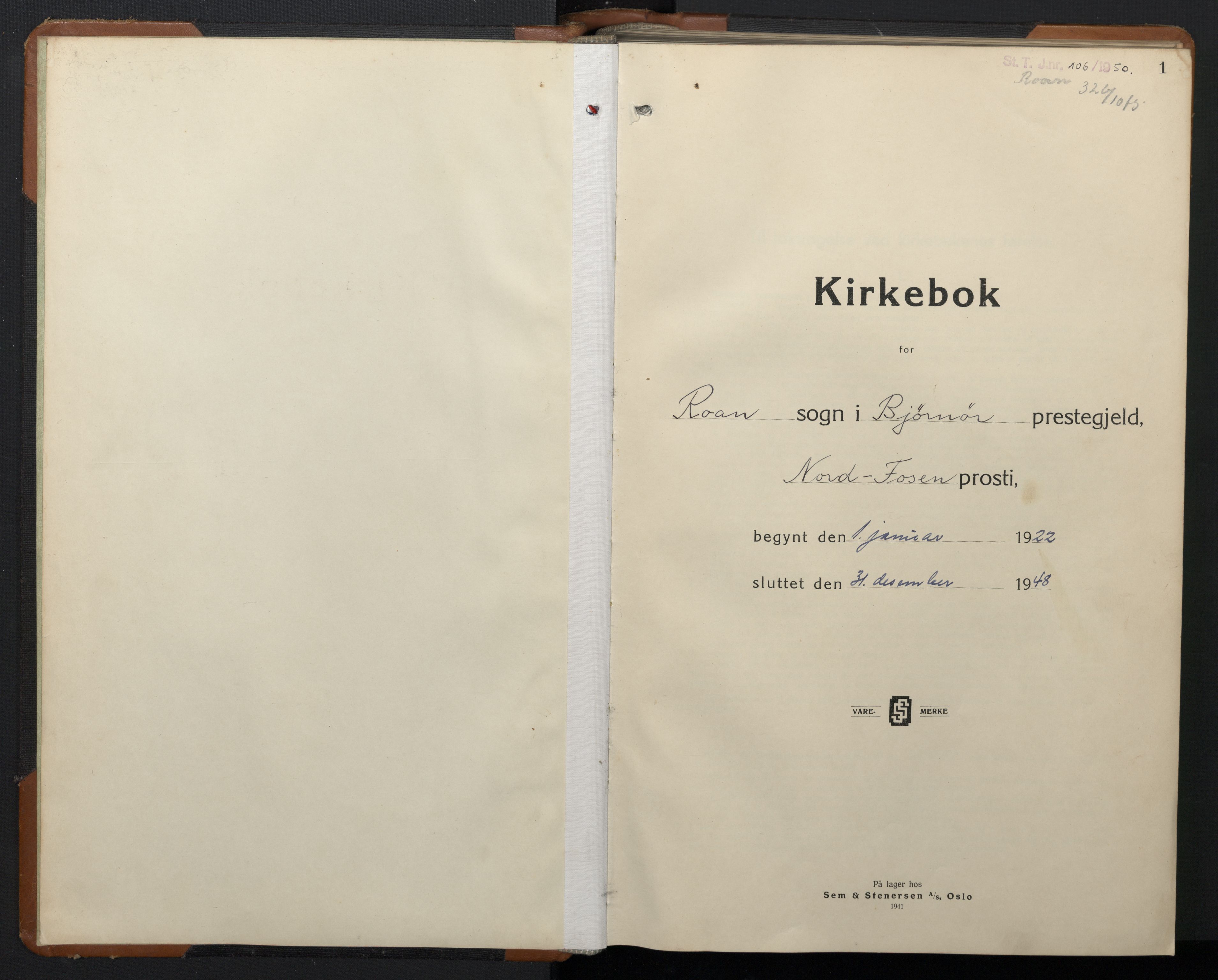 Ministerialprotokoller, klokkerbøker og fødselsregistre - Sør-Trøndelag, SAT/A-1456/657/L0718: Parish register (copy) no. 657C05, 1923-1948, p. 1