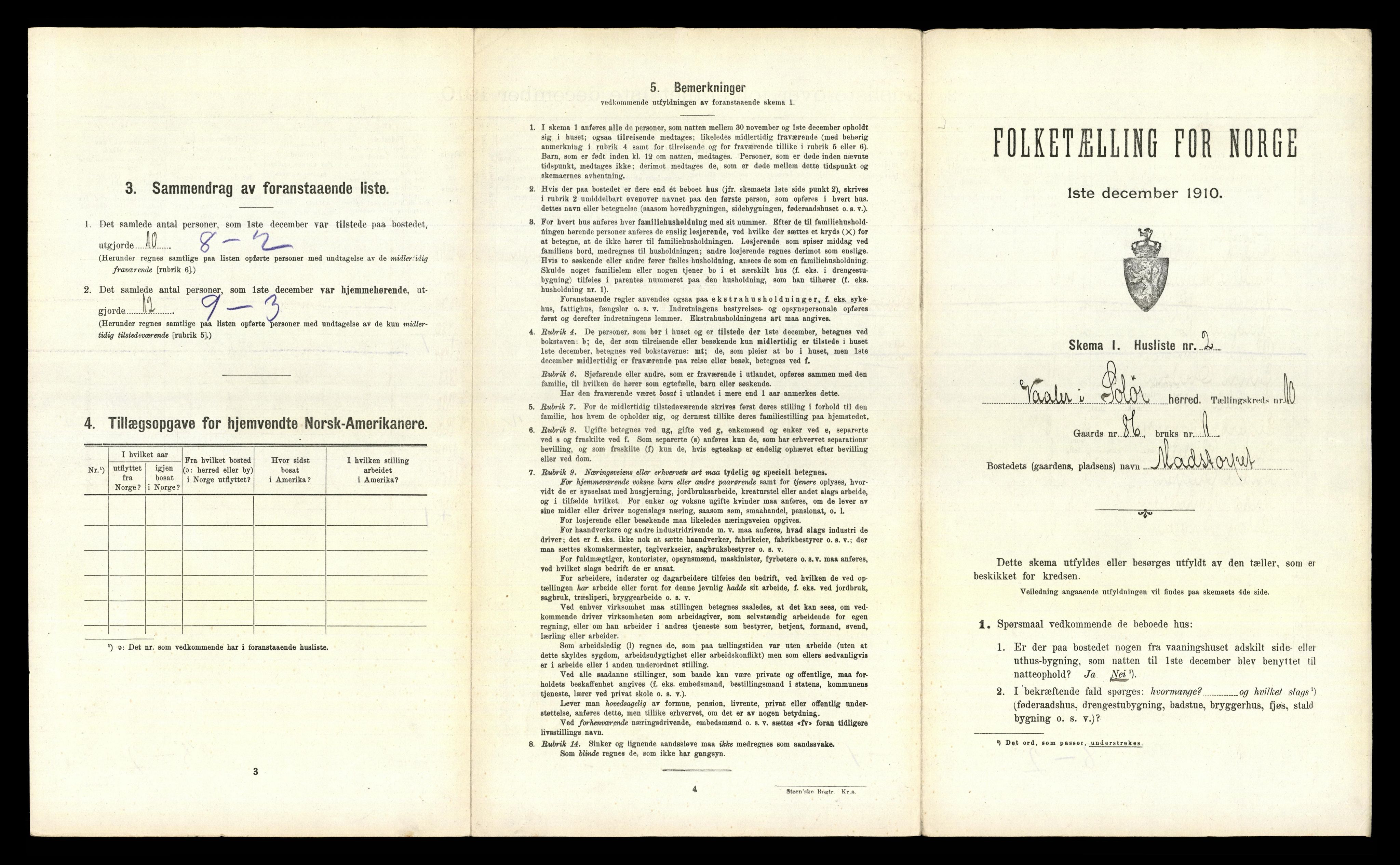 RA, 1910 census for Våler, 1910, p. 1357