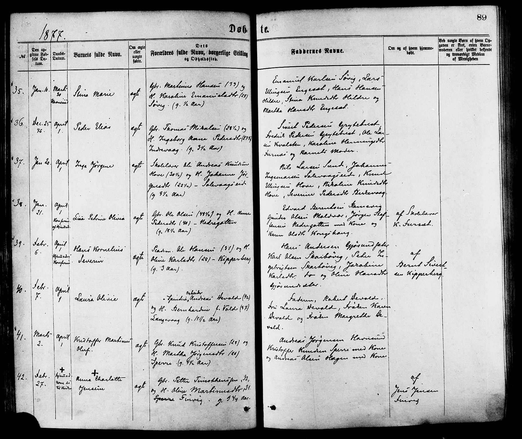 Ministerialprotokoller, klokkerbøker og fødselsregistre - Møre og Romsdal, AV/SAT-A-1454/528/L0400: Parish register (official) no. 528A11, 1871-1879, p. 89