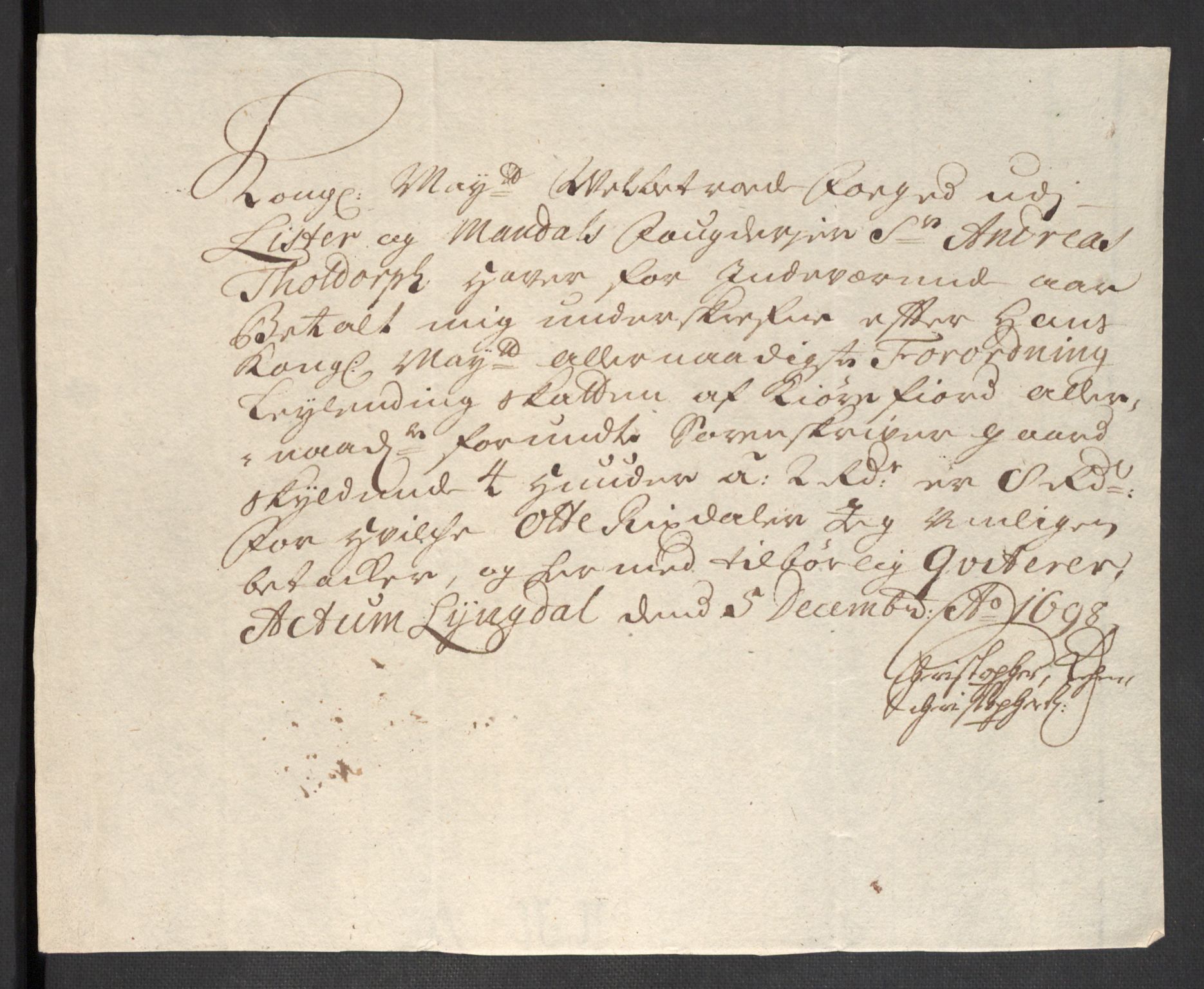 Rentekammeret inntil 1814, Reviderte regnskaper, Fogderegnskap, RA/EA-4092/R43/L2547: Fogderegnskap Lista og Mandal, 1698-1699, p. 65