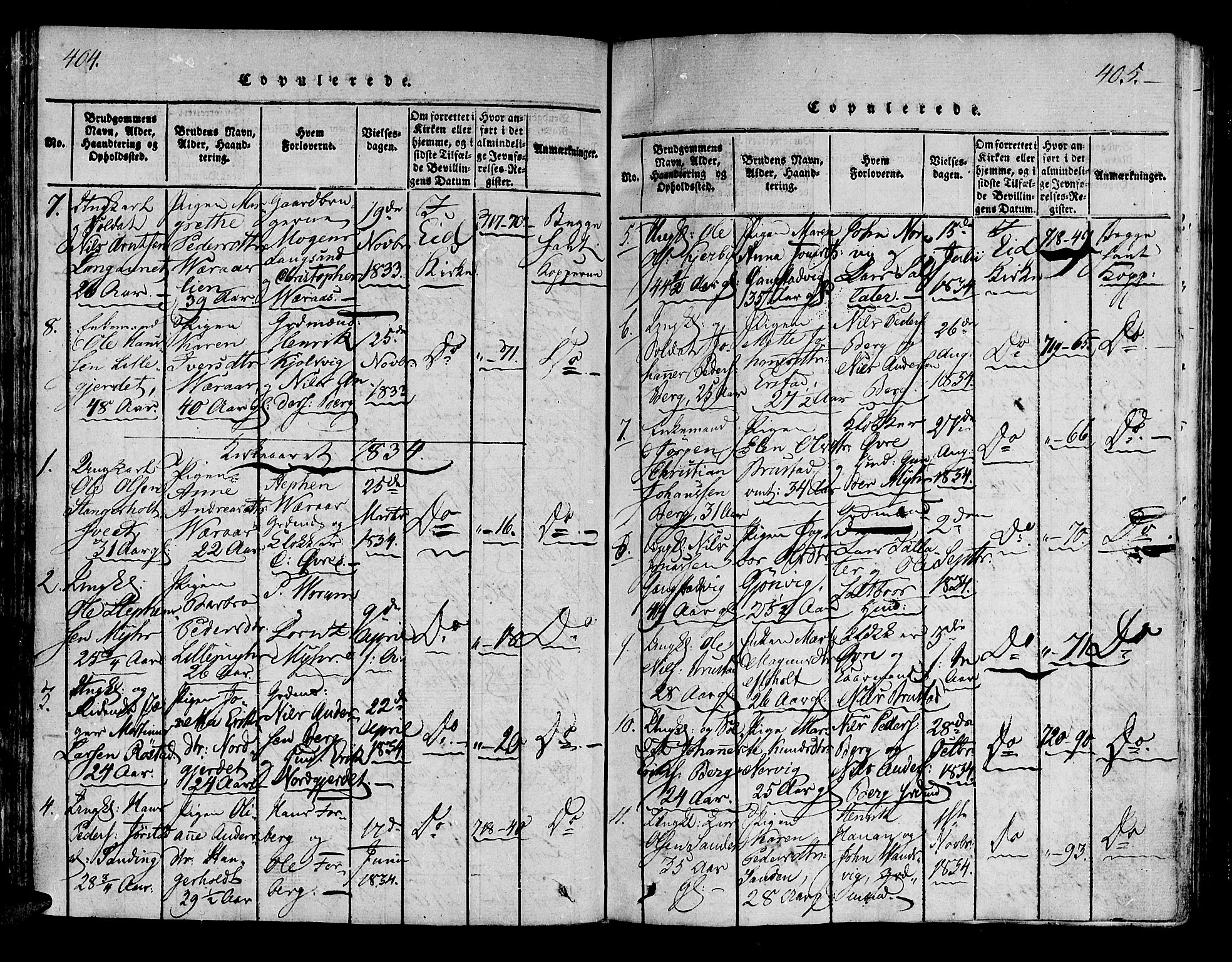 Ministerialprotokoller, klokkerbøker og fødselsregistre - Nord-Trøndelag, SAT/A-1458/722/L0217: Parish register (official) no. 722A04, 1817-1842, p. 404-405