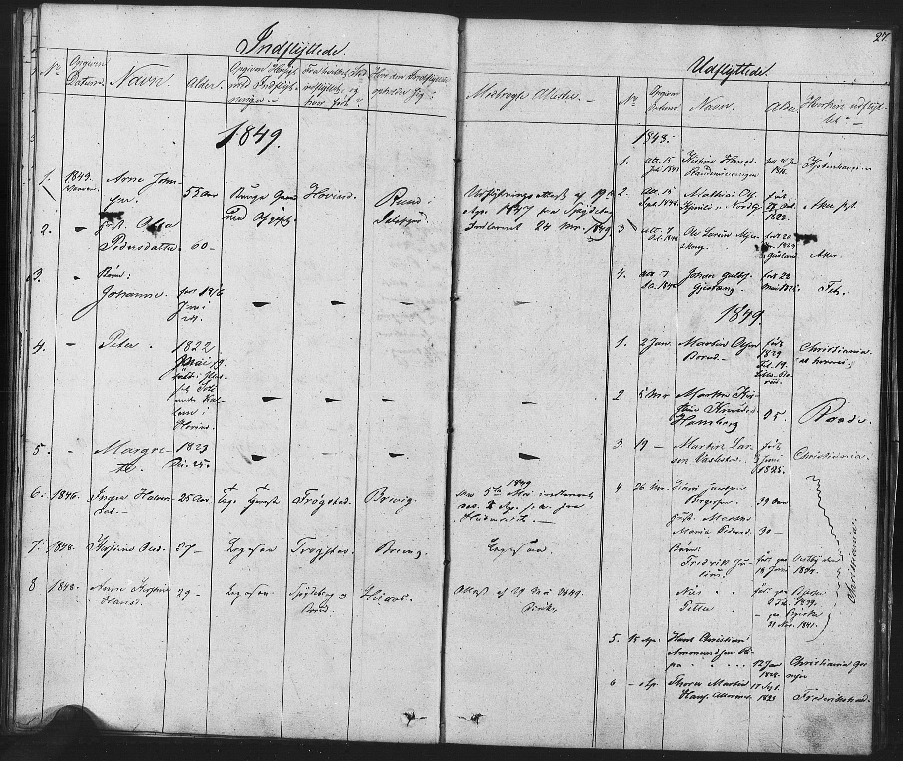 Enebakk prestekontor Kirkebøker, SAO/A-10171c/F/Fa/L0014: Parish register (official) no. I 14, 1833-1878, p. 27