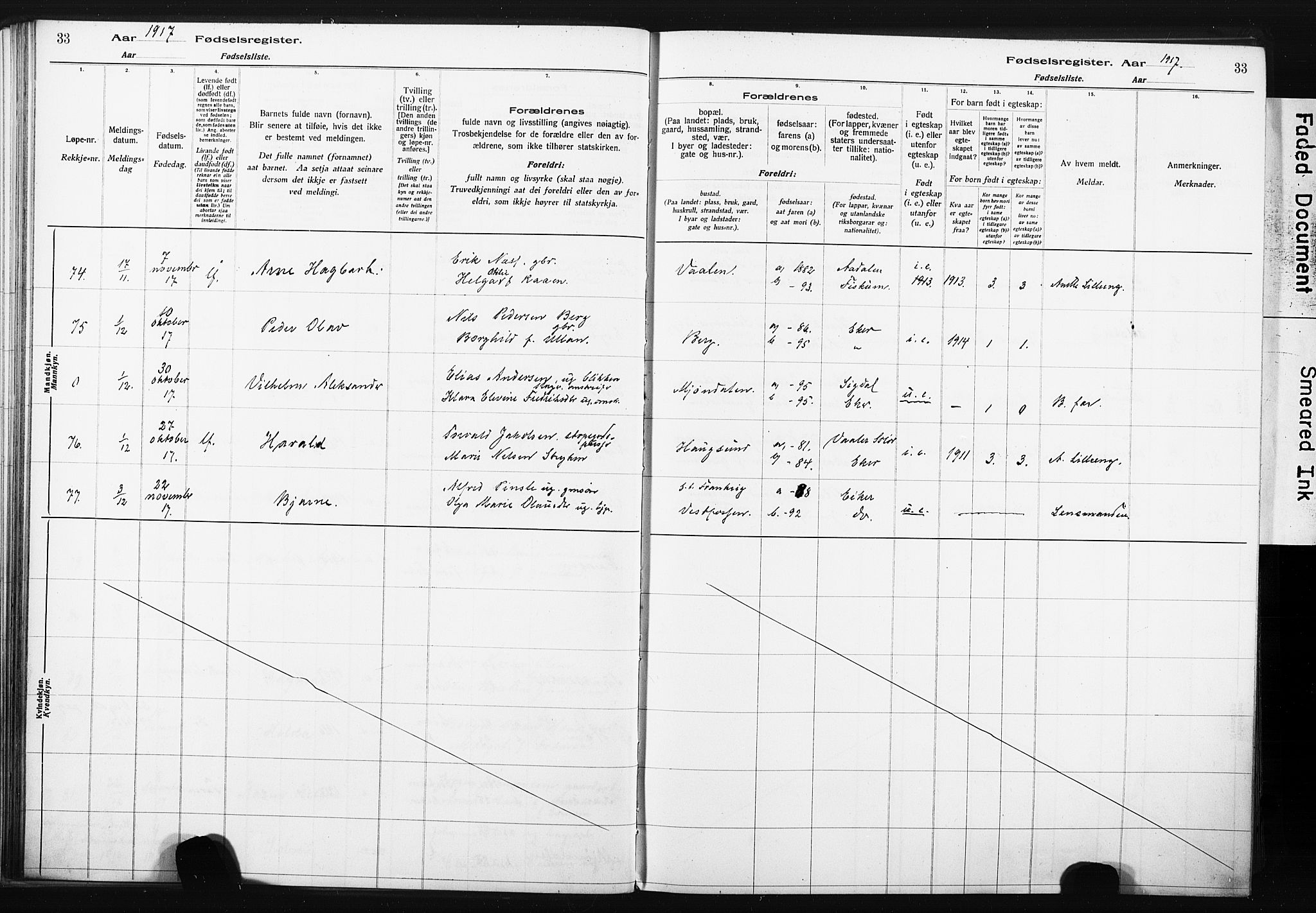 Eiker kirkebøker, AV/SAKO-A-4/J/Ja/L0001: Birth register no. I 1, 1916-1927, p. 33