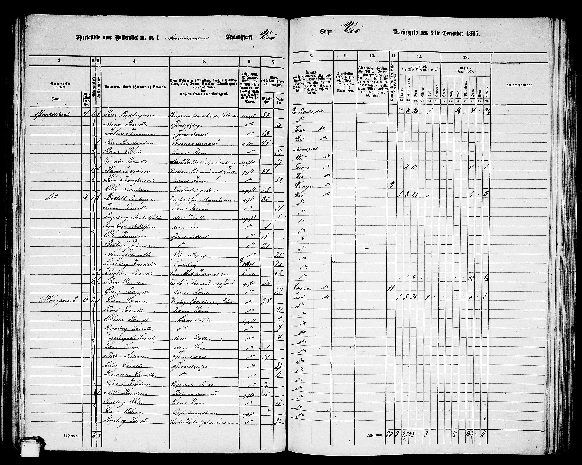 RA, 1865 census for Veøy, 1865, p. 21