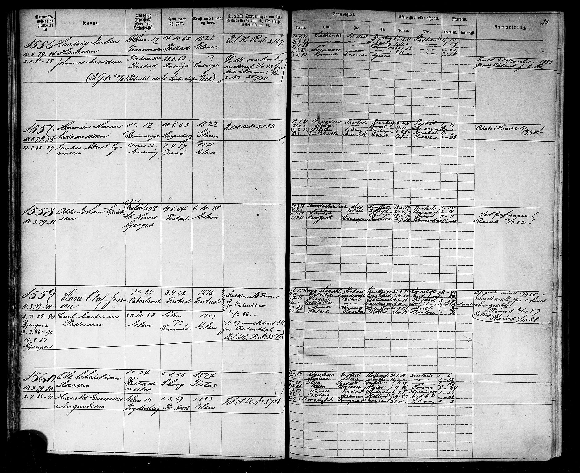 Fredrikstad mønstringskontor, AV/SAO-A-10569b/F/Fc/Fca/L0004: Annotasjonsrulle, 1885-1893, p. 25