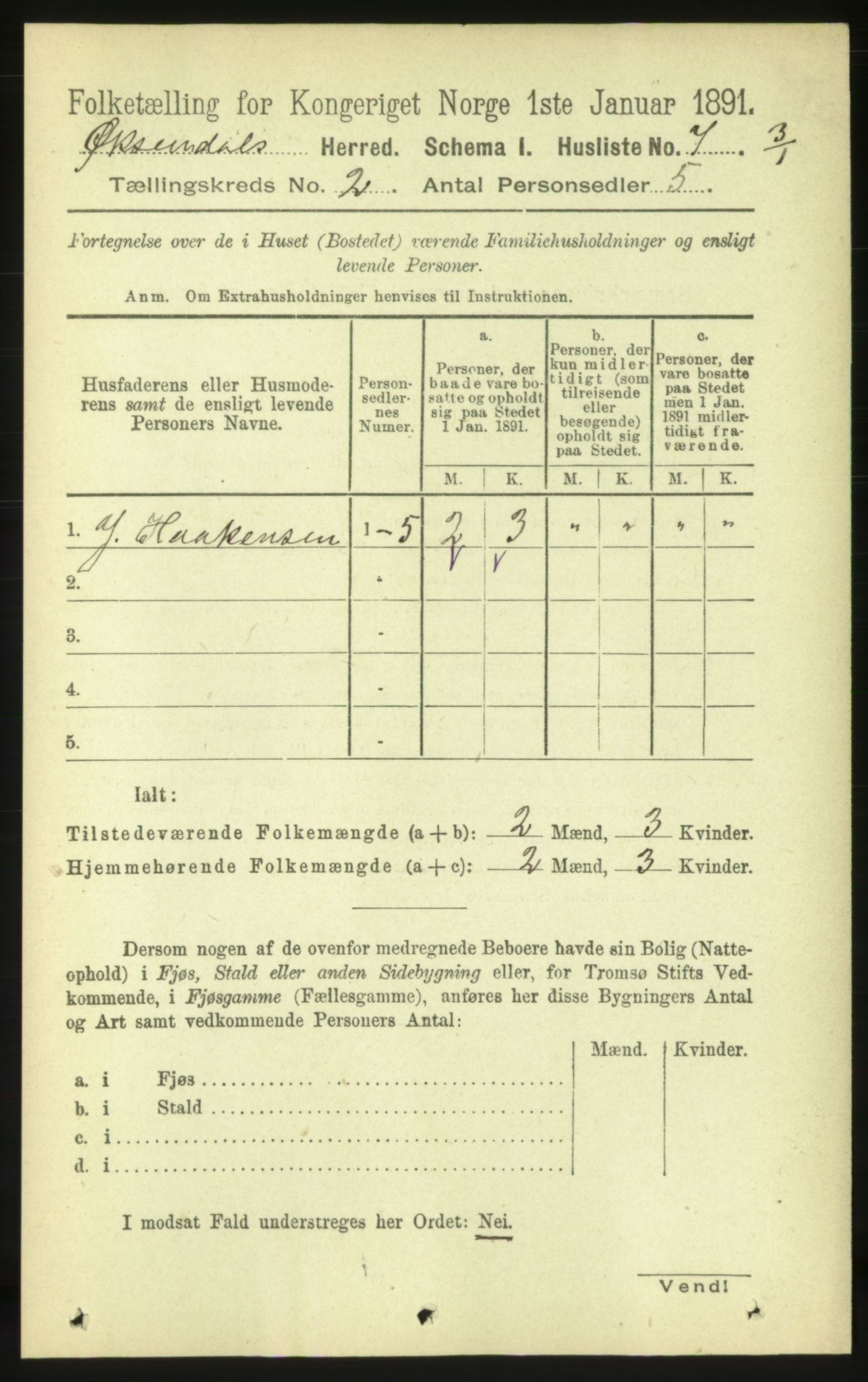 RA, 1891 census for 1561 Øksendal, 1891, p. 219