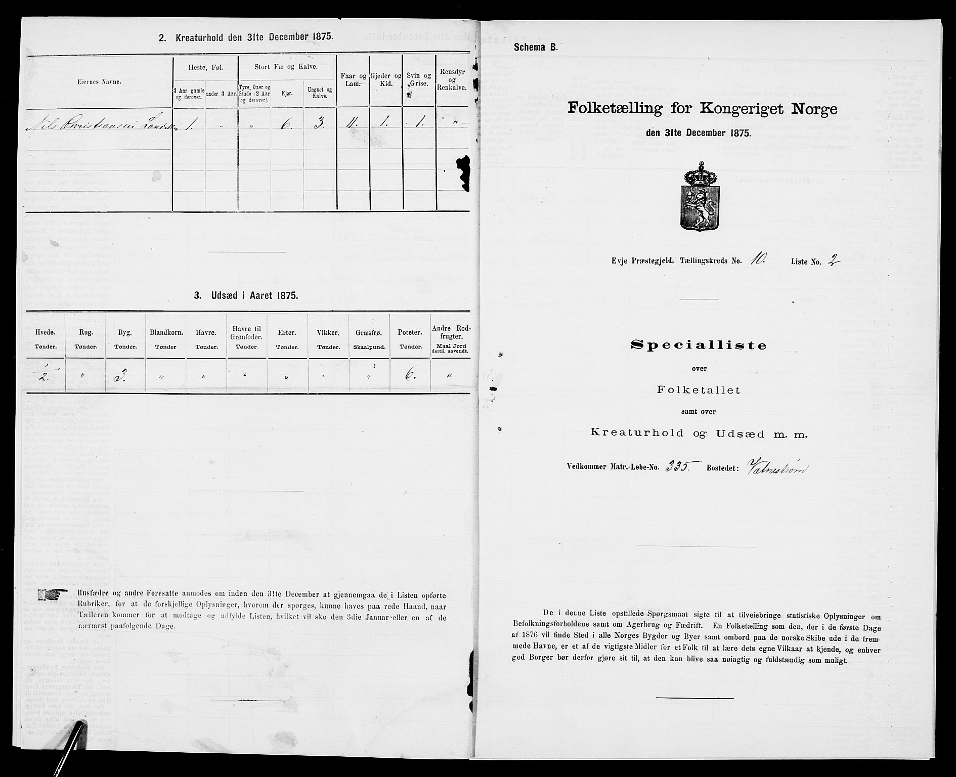 SAK, 1875 census for 0934P Evje, 1875, p. 841