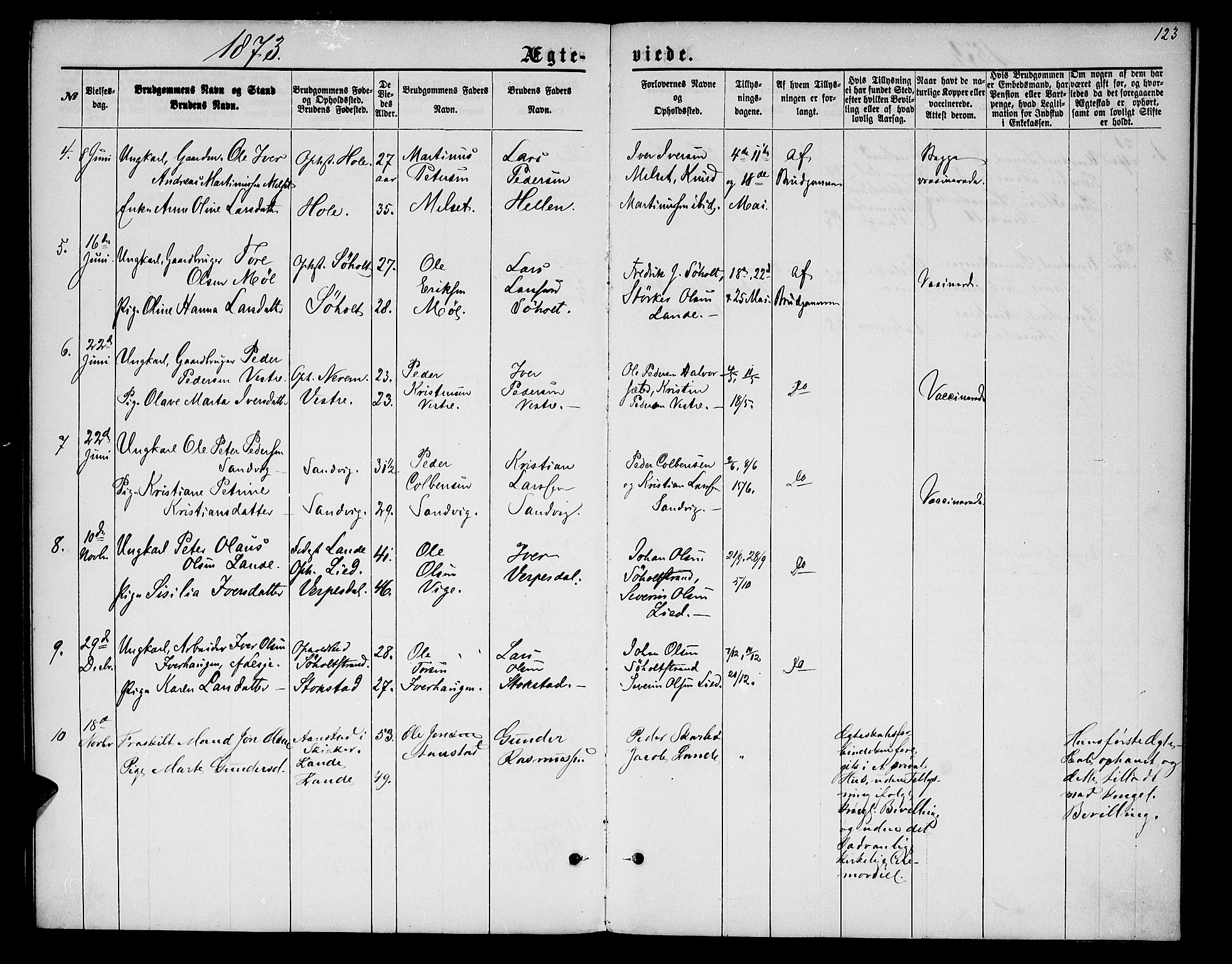 Ministerialprotokoller, klokkerbøker og fødselsregistre - Møre og Romsdal, AV/SAT-A-1454/522/L0325: Parish register (copy) no. 522C04, 1872-1877, p. 123