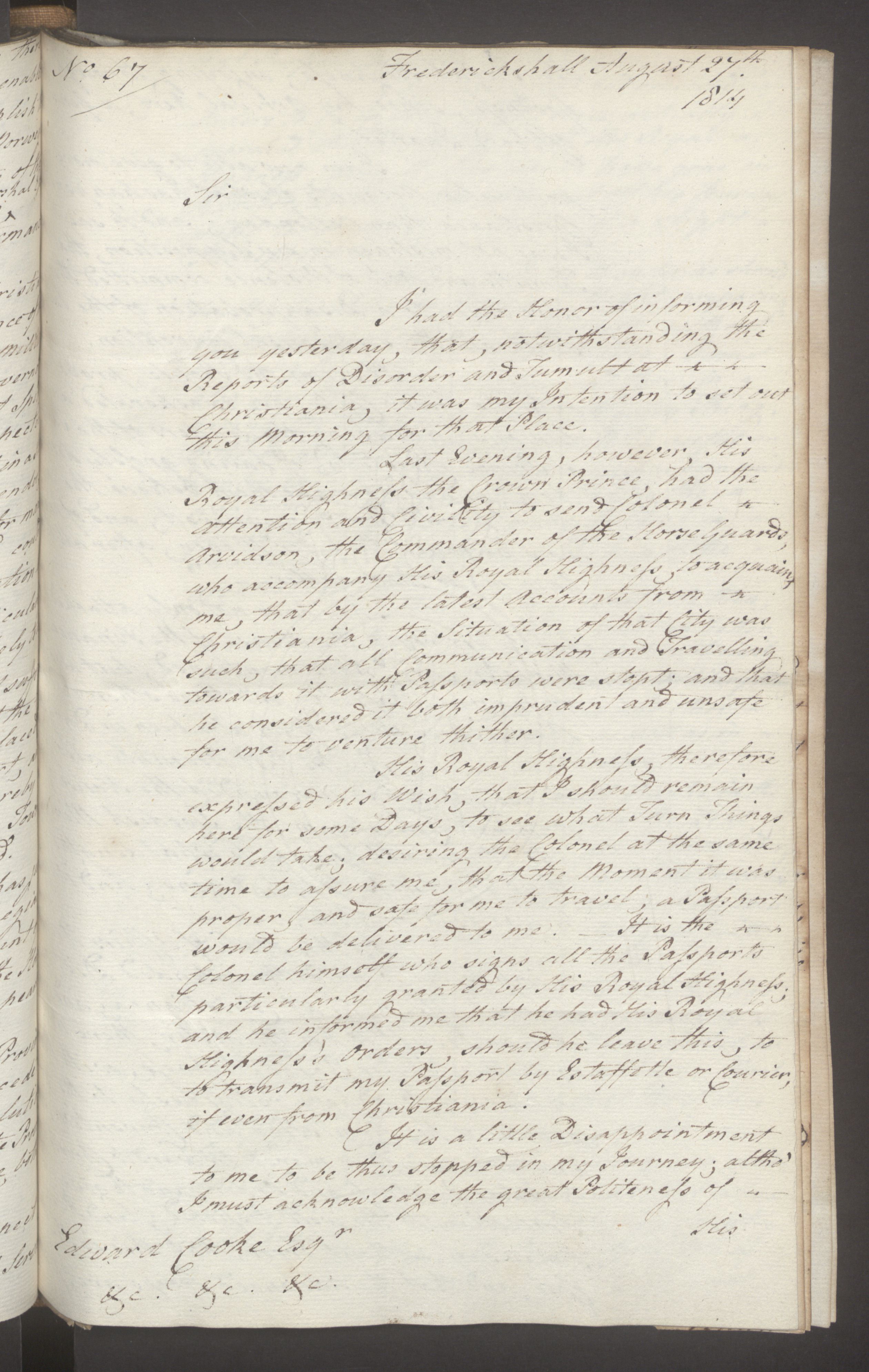 Foreign Office*, UKA/-/FO 38/16: Sir C. Gordon. Reports from Malmö, Jonkoping, and Helsingborg, 1814, p. 99