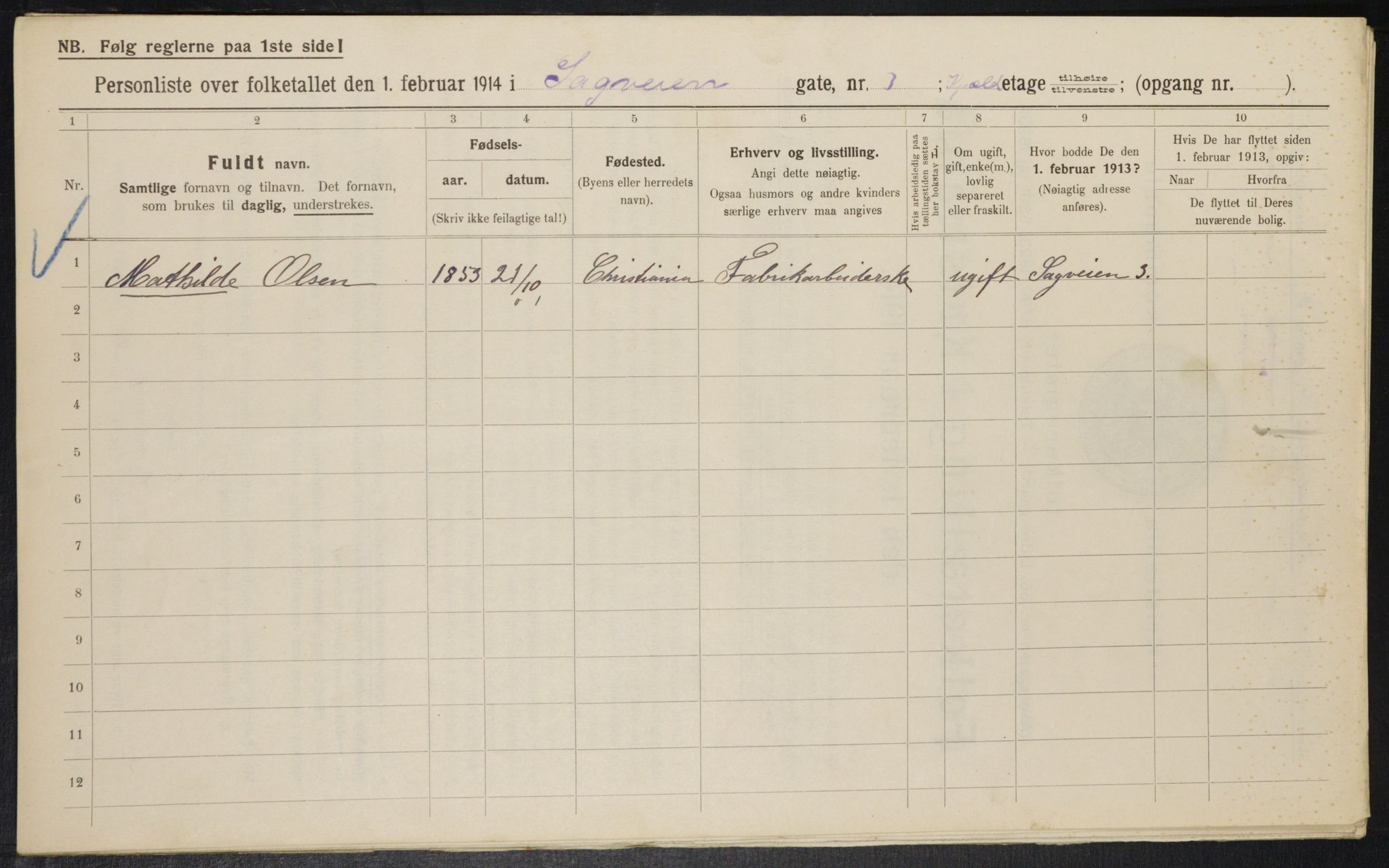 OBA, Municipal Census 1914 for Kristiania, 1914, p. 86277