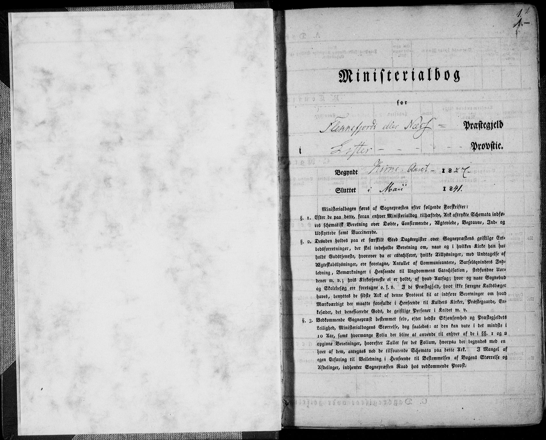 Flekkefjord sokneprestkontor, AV/SAK-1111-0012/F/Fa/Fac/L0003: Parish register (official) no. A 3, 1826-1841, p. 1