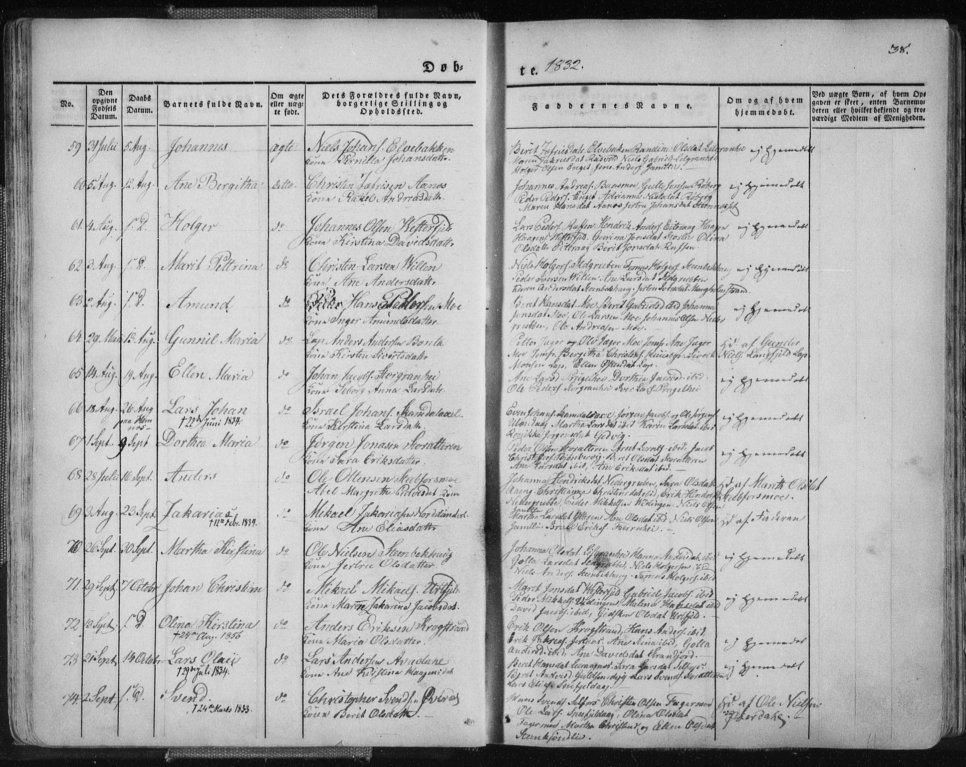 Ministerialprotokoller, klokkerbøker og fødselsregistre - Nordland, AV/SAT-A-1459/827/L0390: Parish register (official) no. 827A02, 1826-1841, p. 38