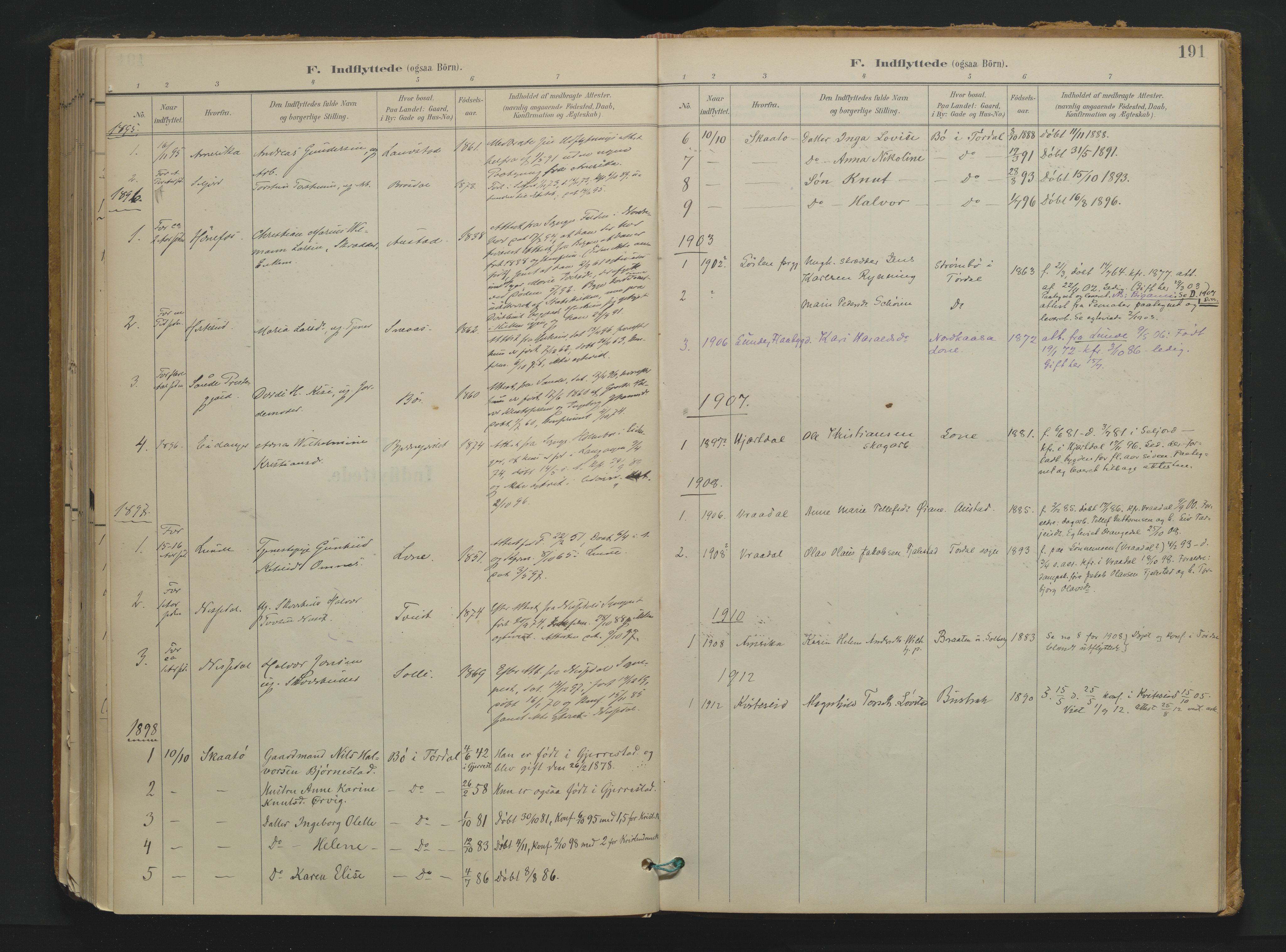 Drangedal kirkebøker, SAKO/A-258/F/Fa/L0013: Parish register (official) no. 13, 1895-1919, p. 191