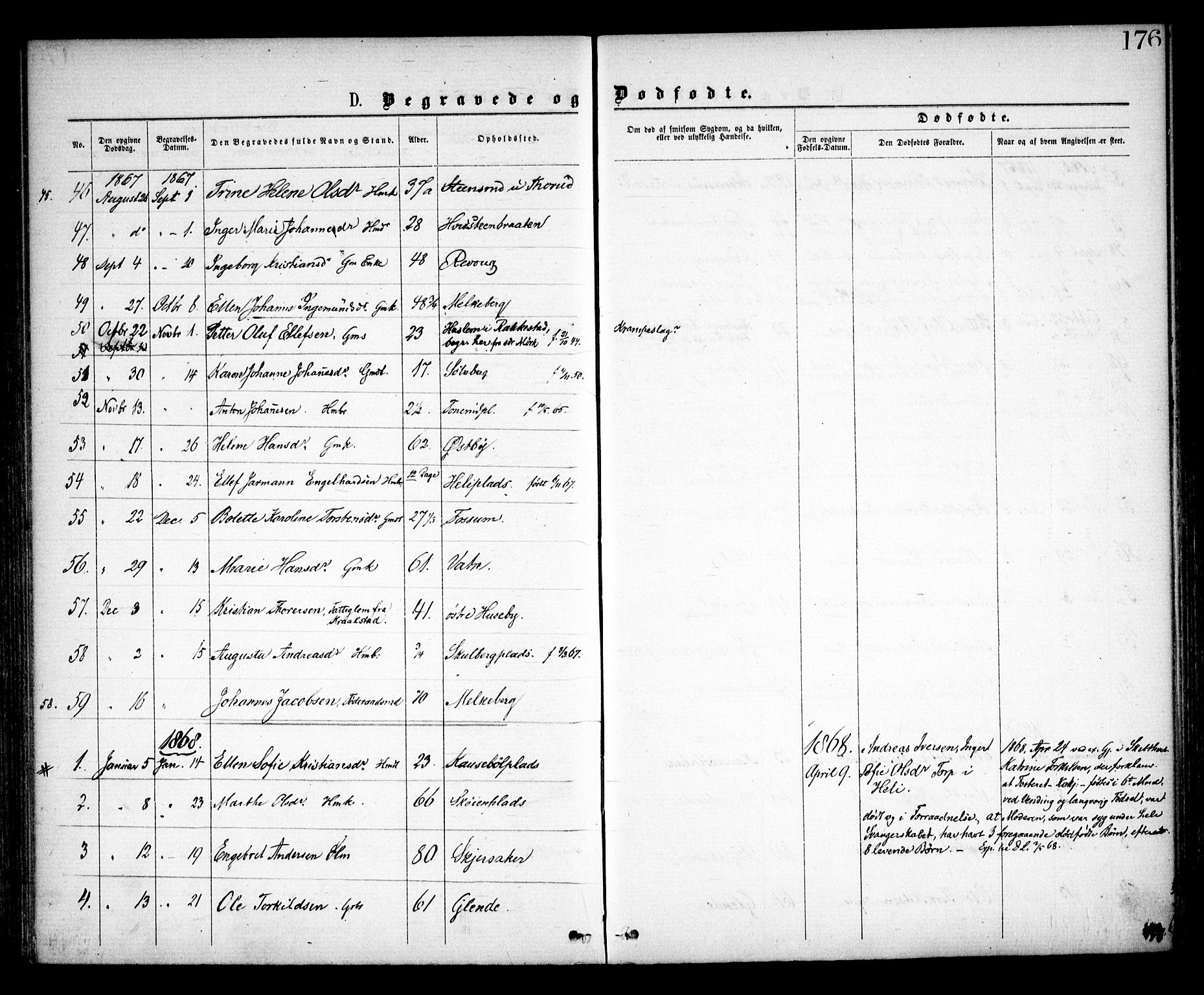 Spydeberg prestekontor Kirkebøker, SAO/A-10924/F/Fa/L0006: Parish register (official) no. I 6, 1863-1874, p. 176