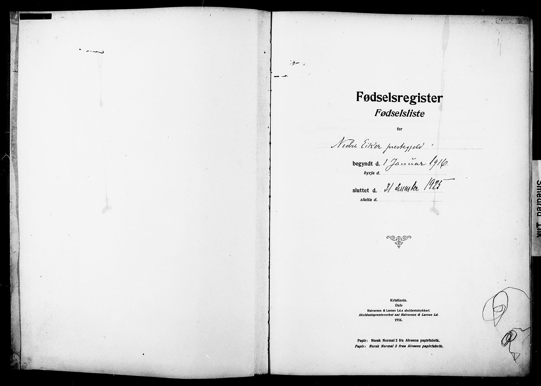Nedre Eiker kirkebøker, SAKO/A-612/J/Ja/L0001: Birth register no. 1, 1916-1925