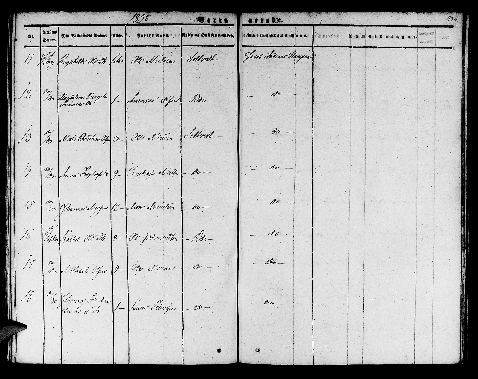 Manger sokneprestembete, AV/SAB-A-76801/H/Haa: Parish register (official) no. A 4, 1824-1838, p. 434