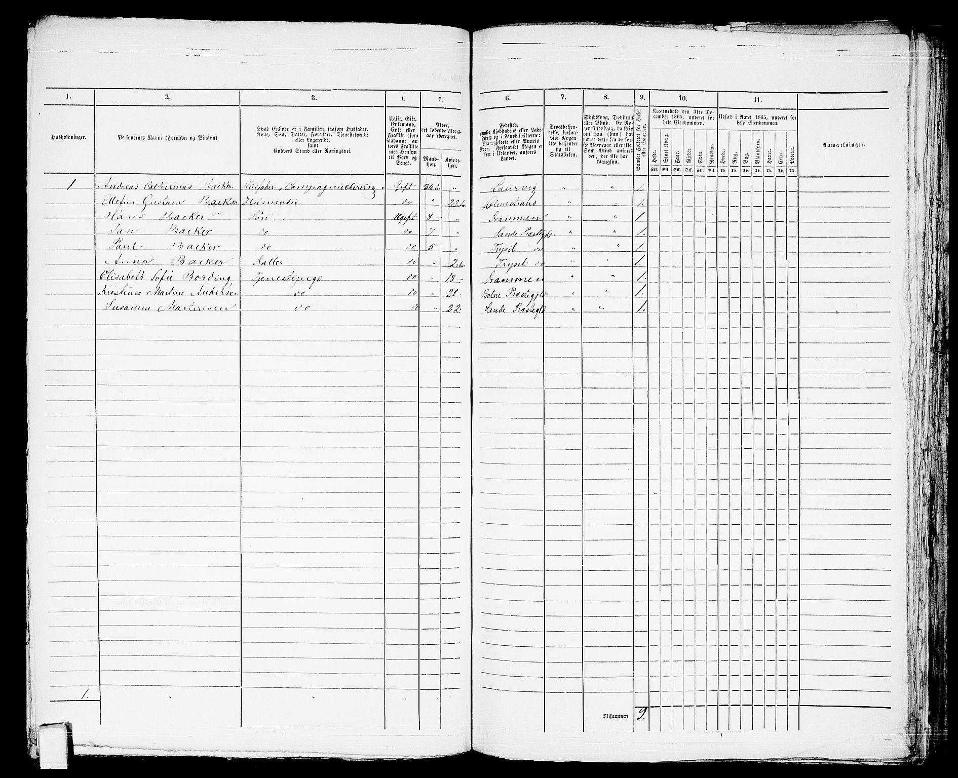 RA, 1865 census for Horten, 1865, p. 753