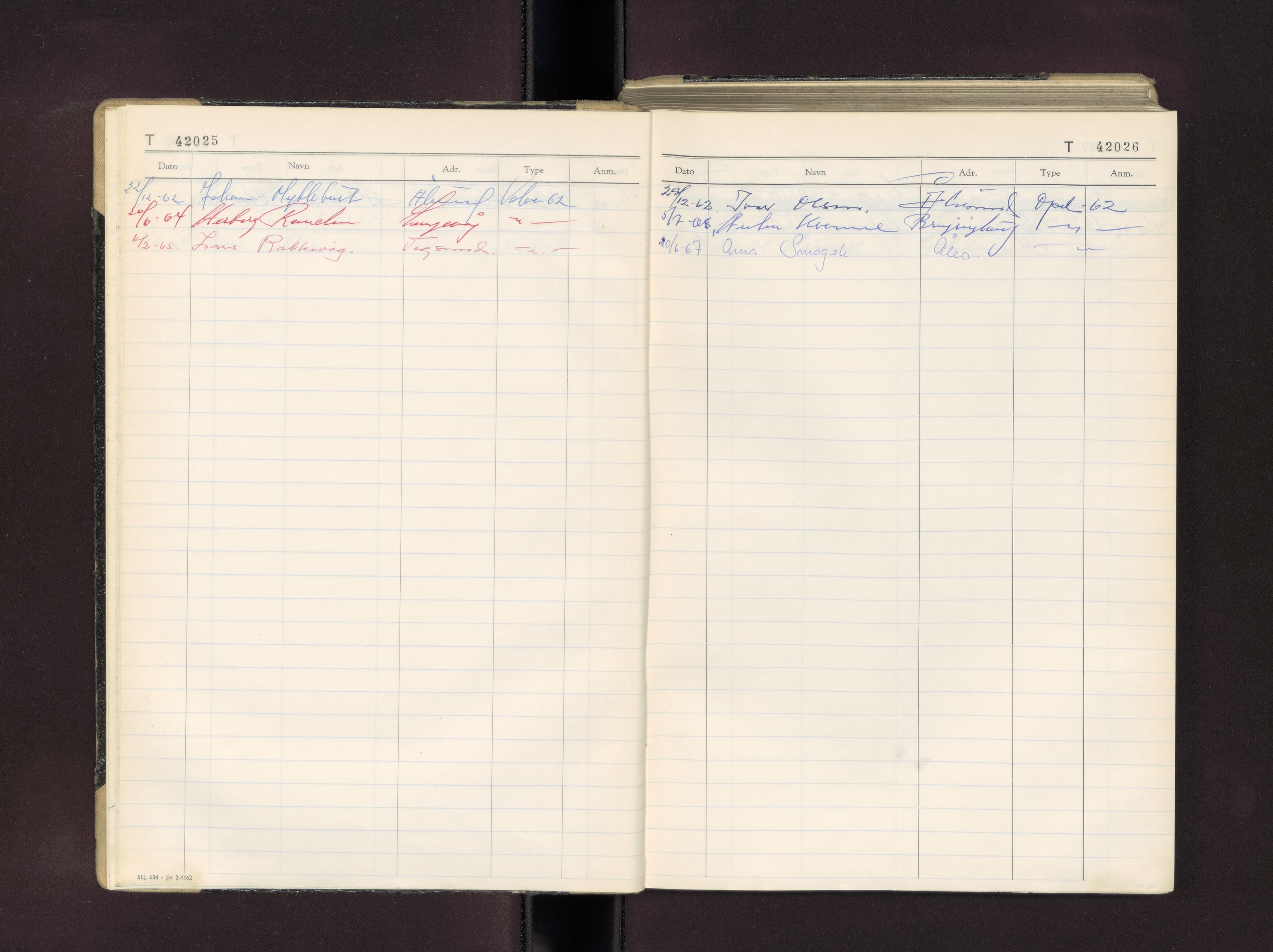 Møre og Romsdal vegkontor - Ålesund trafikkstasjon, AV/SAT-A-4099/F/Fc/L0037: Bilregister; T 42000 - T 42499, 1960-1970