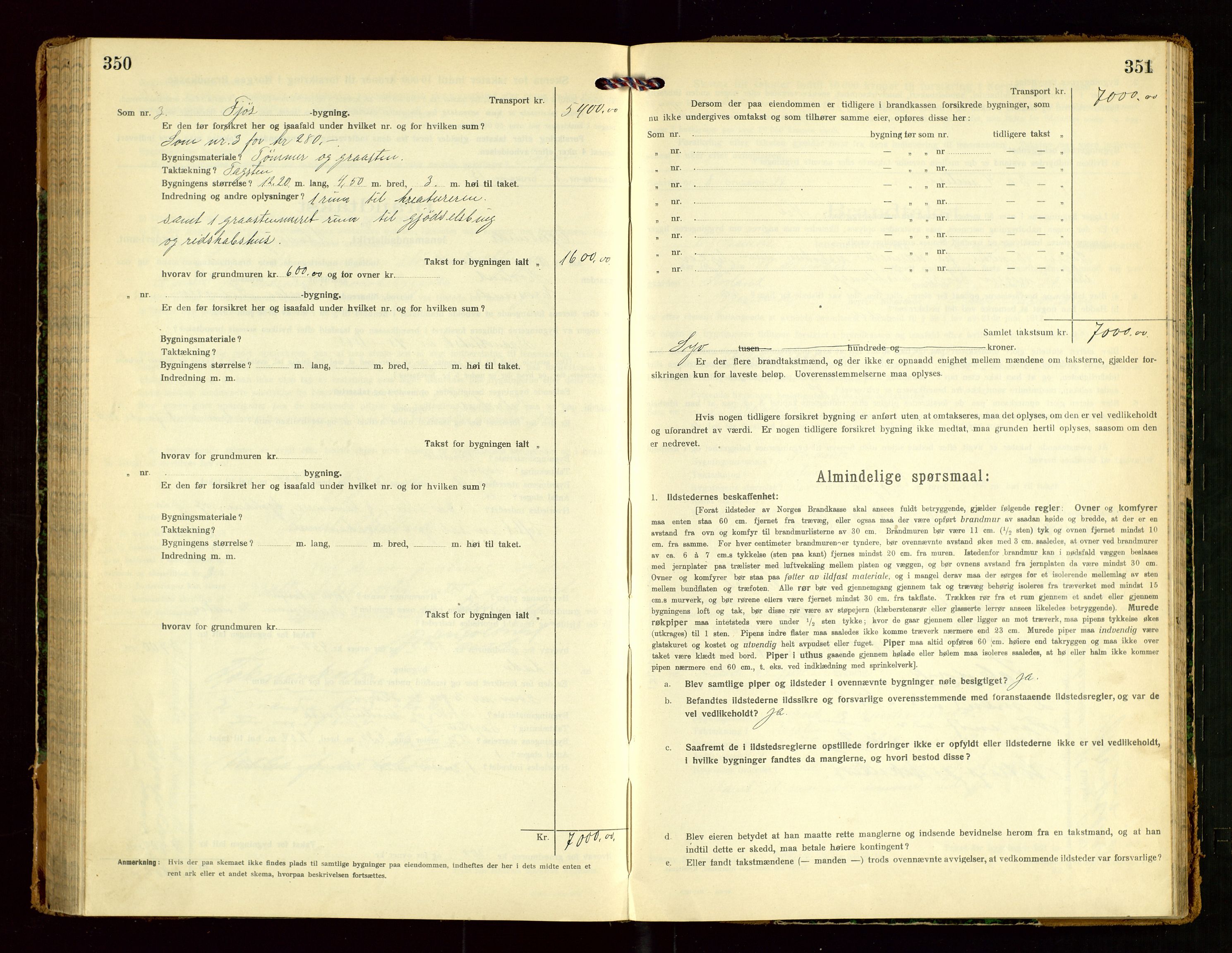 Eigersund lensmannskontor, AV/SAST-A-100171/Gob/L0003: "Brandtakstprotokol", 1917-1920, p. 350-351