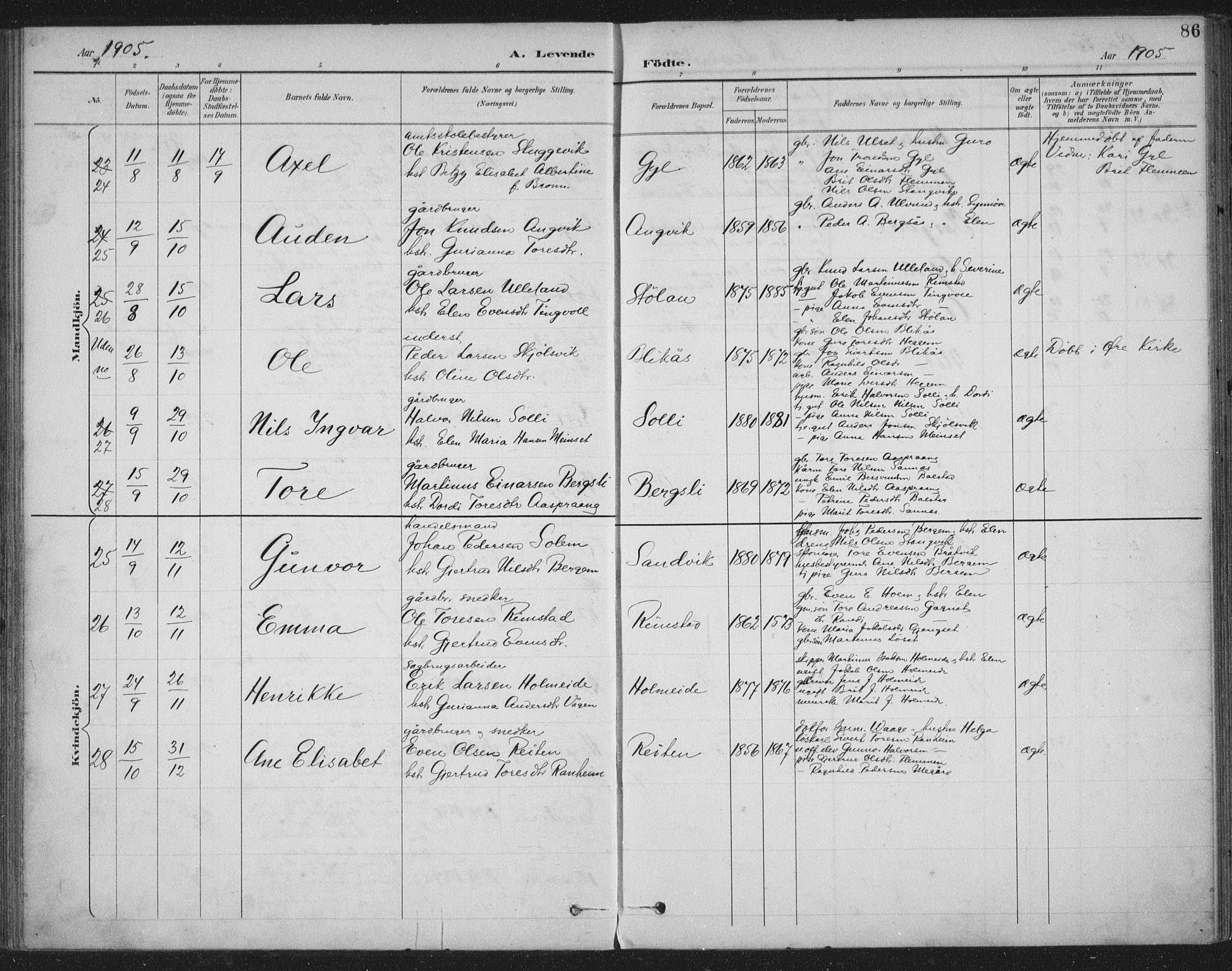Ministerialprotokoller, klokkerbøker og fødselsregistre - Møre og Romsdal, AV/SAT-A-1454/586/L0988: Parish register (official) no. 586A14, 1893-1905, p. 86