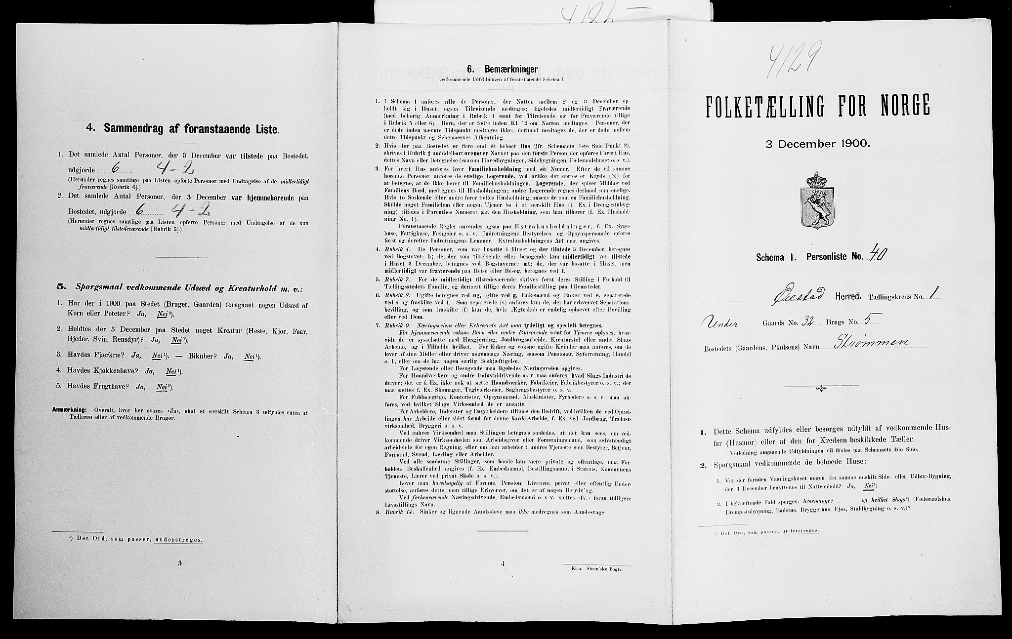 SAK, 1900 census for Øyestad, 1900, p. 130