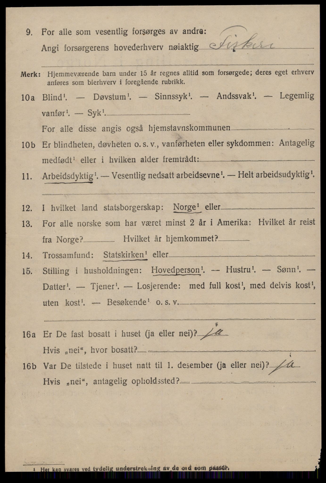 SAT, 1920 census for Hopen, 1920, p. 1993